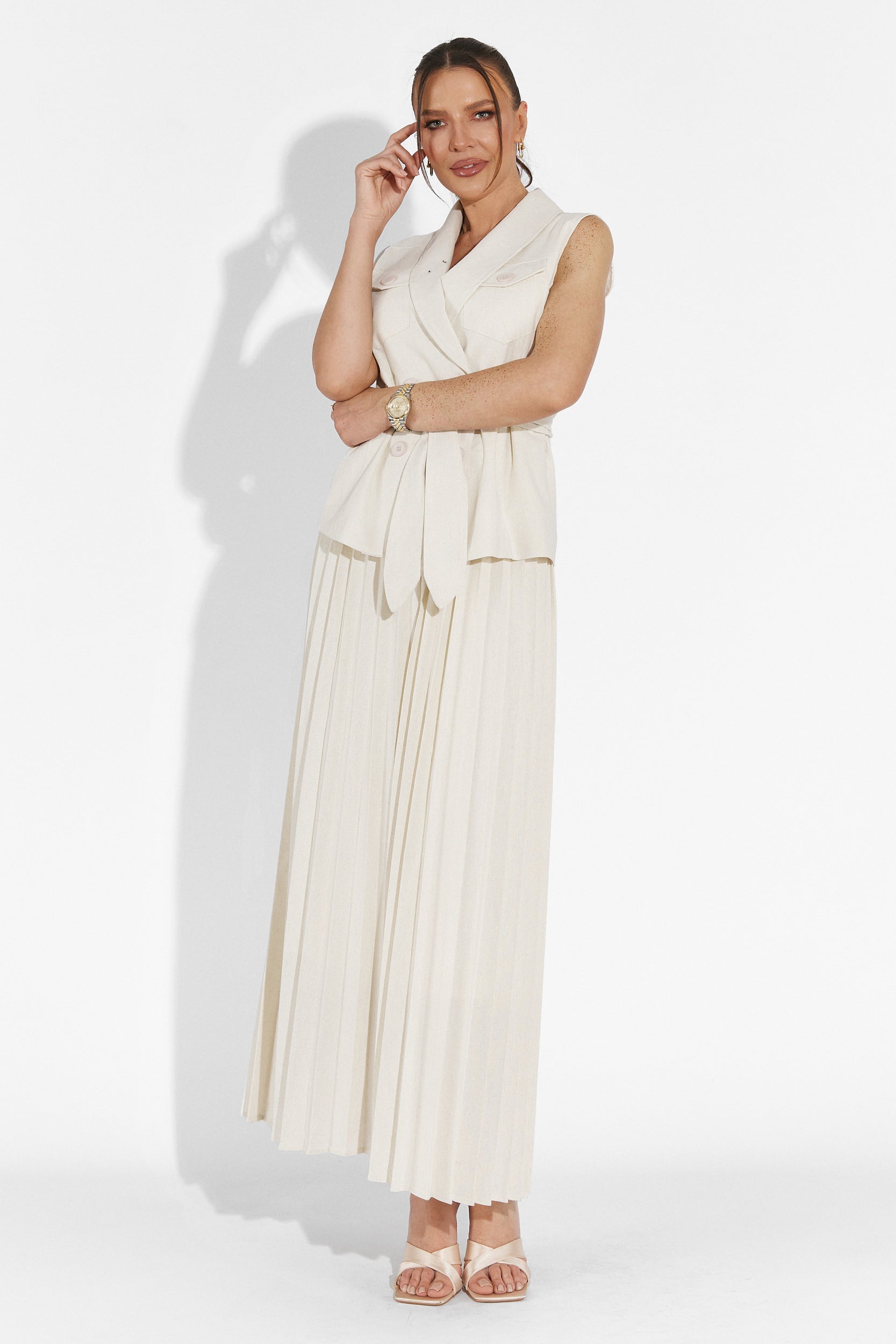 Compleu cu fusta bej Timothy Bogas