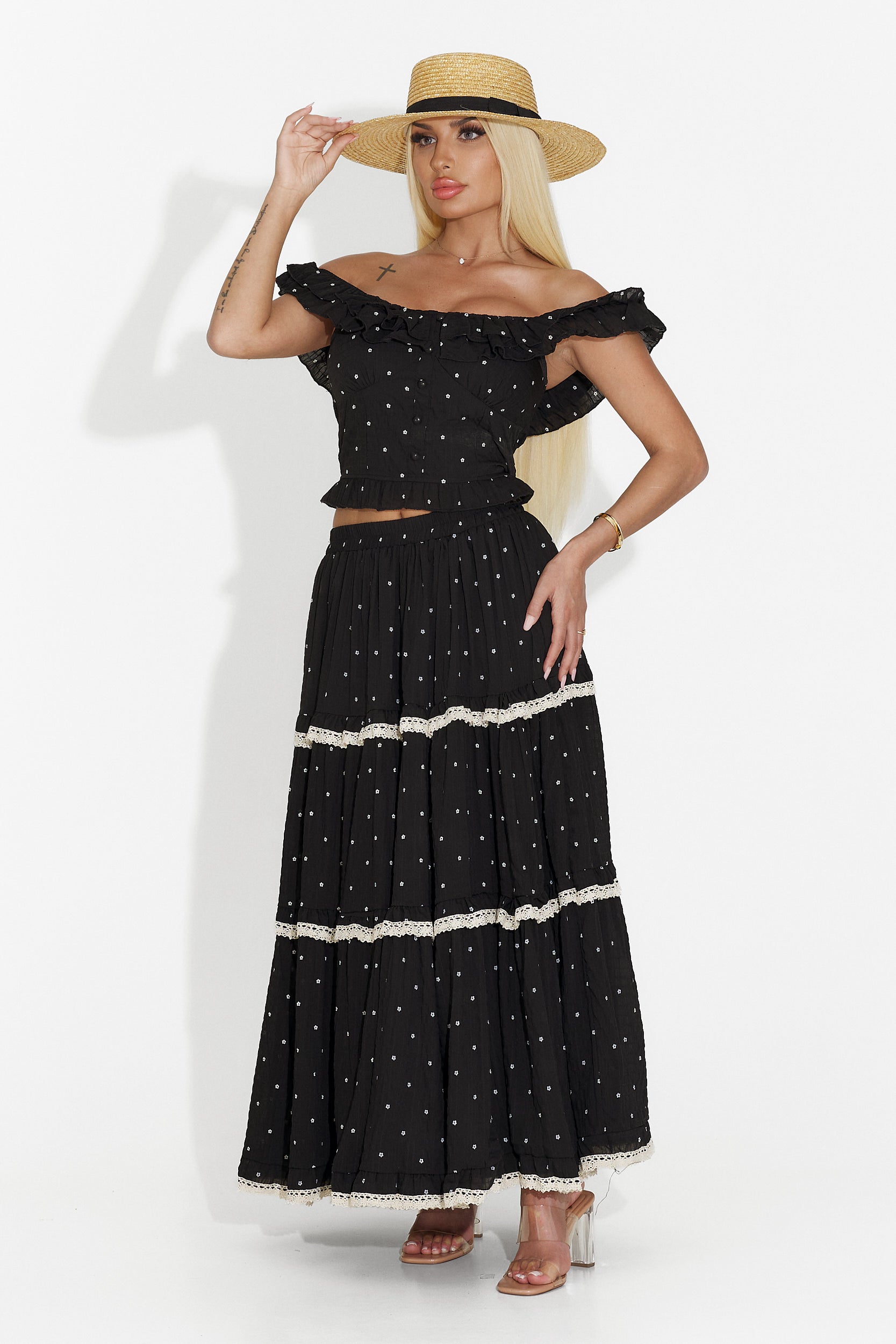 Compleu cu fusta lunga negru Mayner Bogas