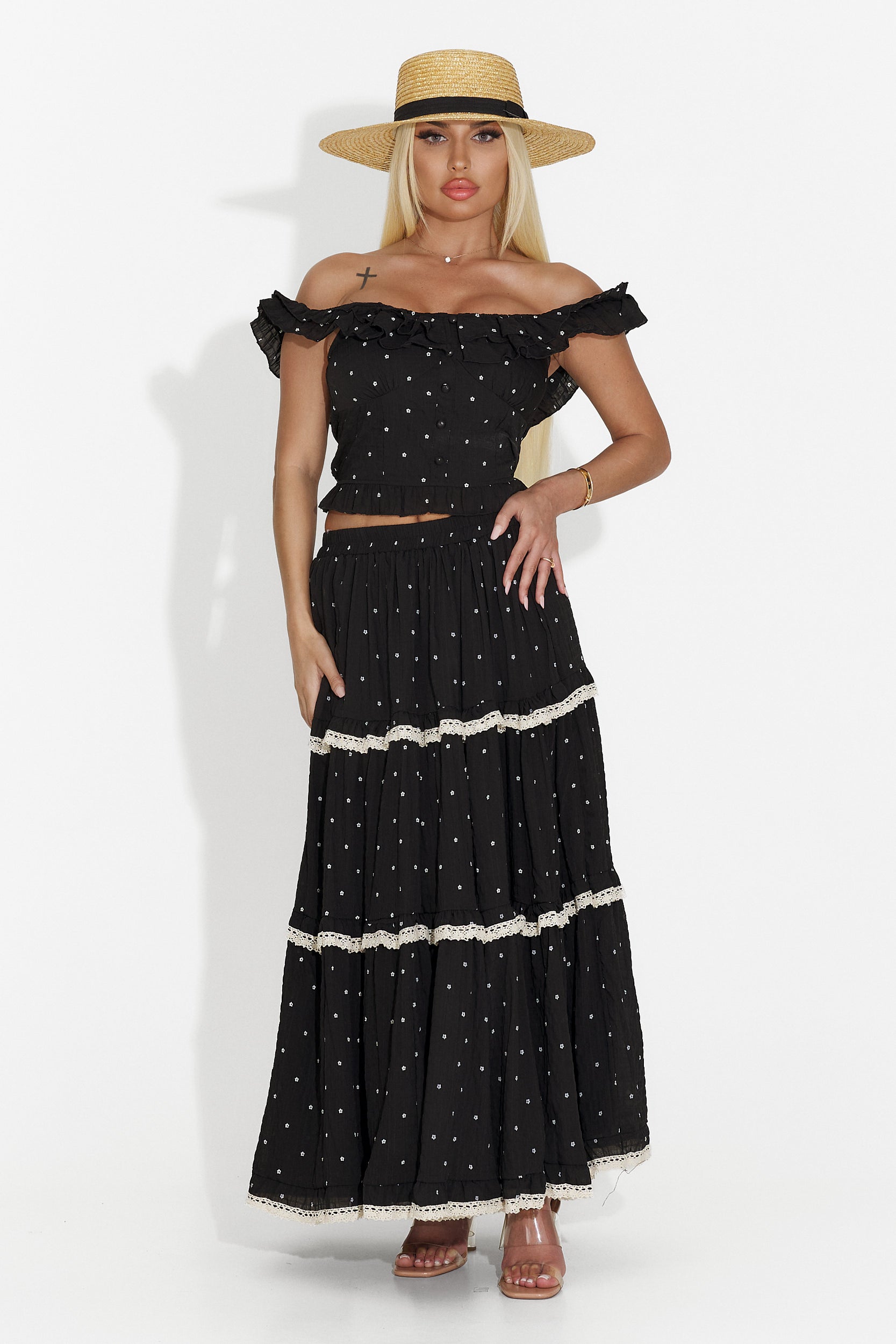 Compleu cu fusta lunga negru Mayner Bogas