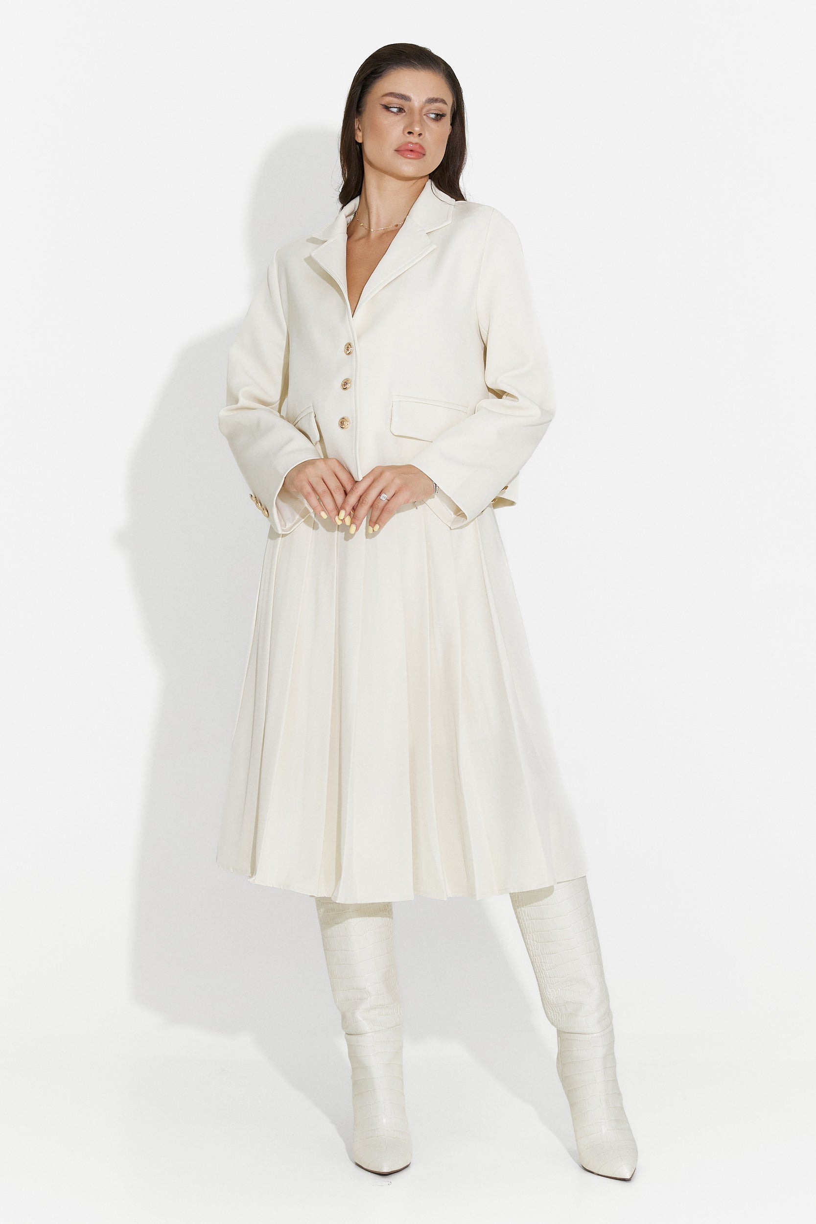 Compleu cu fusta midi bej Aurina Bogas