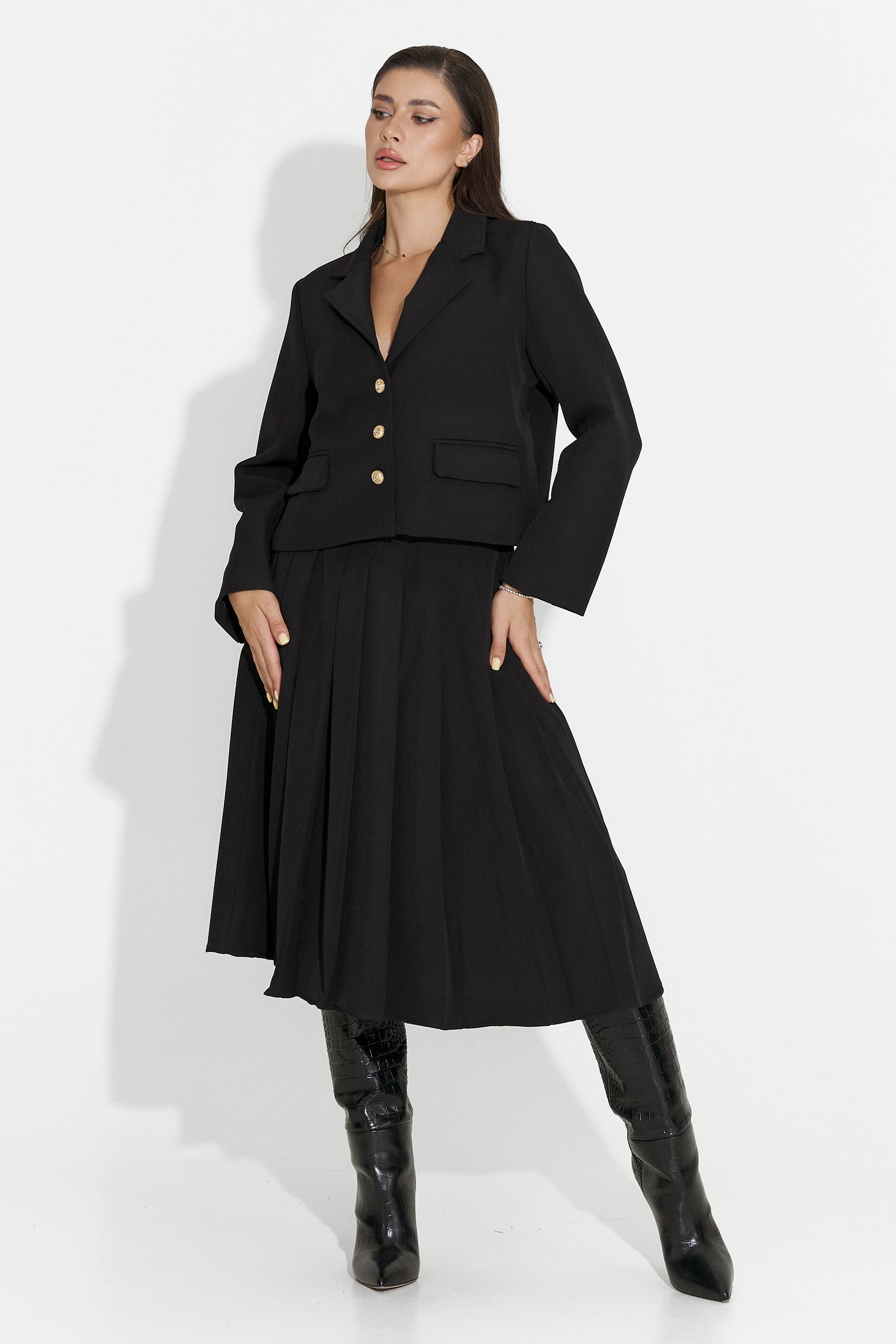 Compleu cu fusta midi negru Aurina Bogas