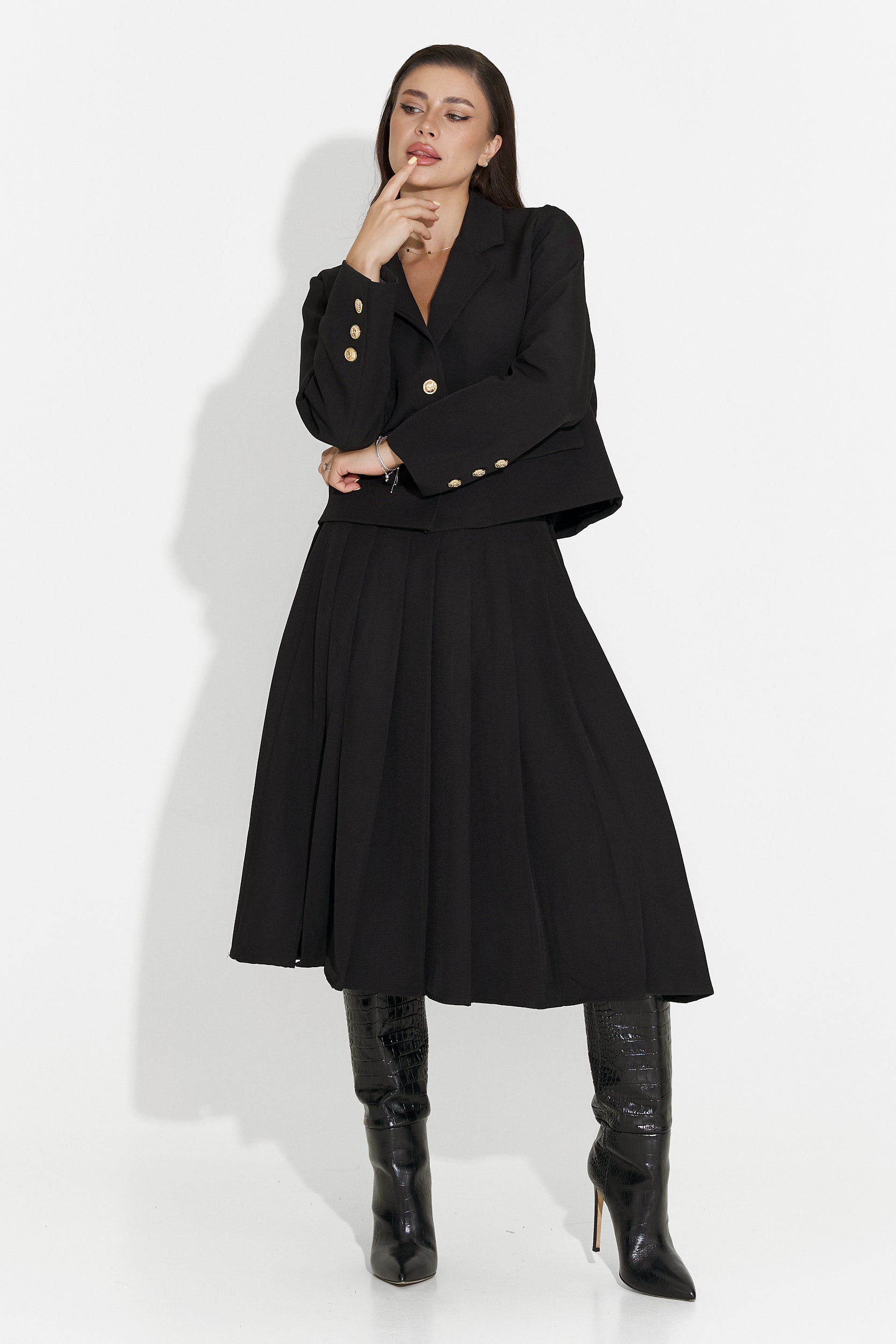 Compleu cu fusta midi negru Aurina Bogas