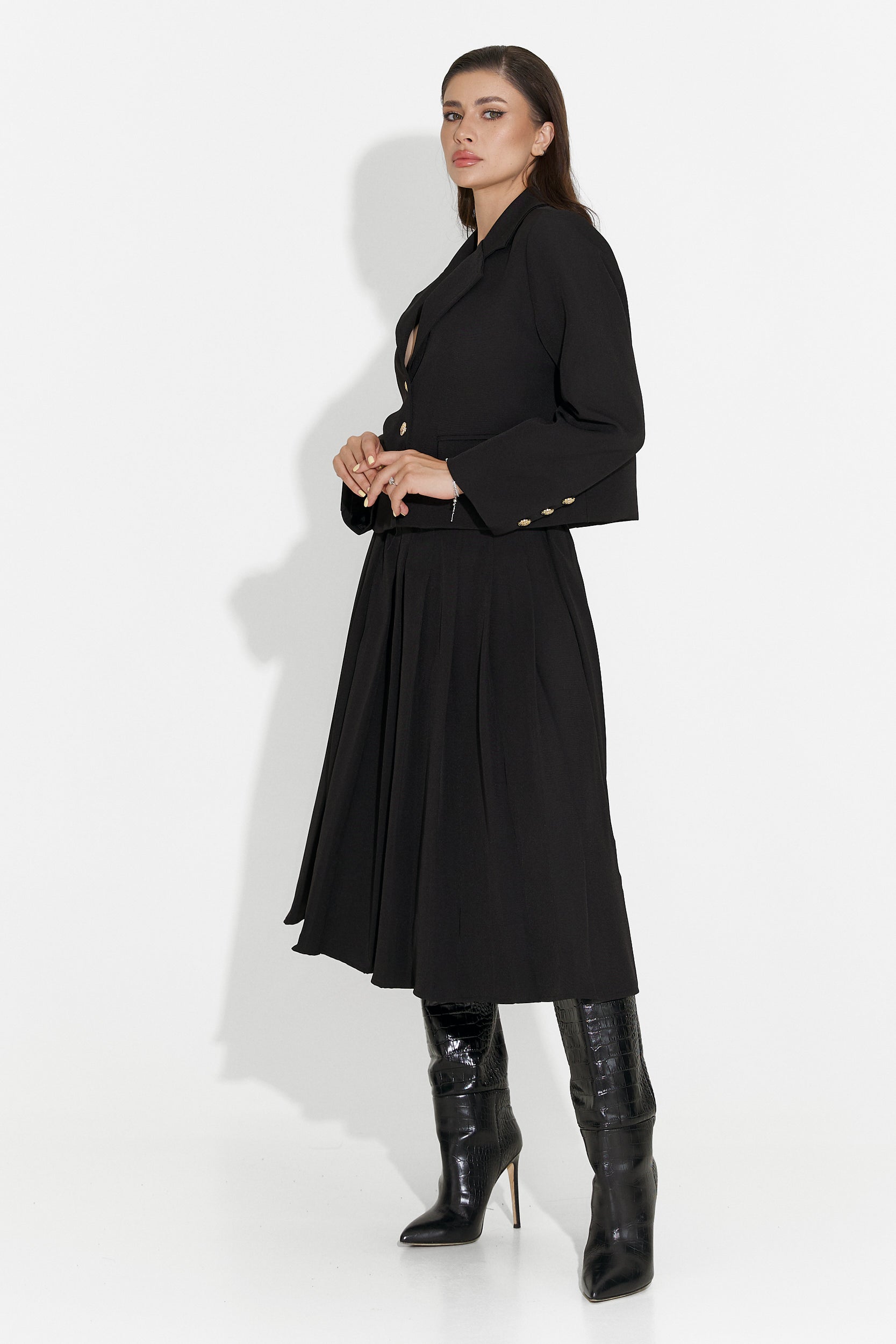 Compleu cu fusta midi negru Aurina Bogas