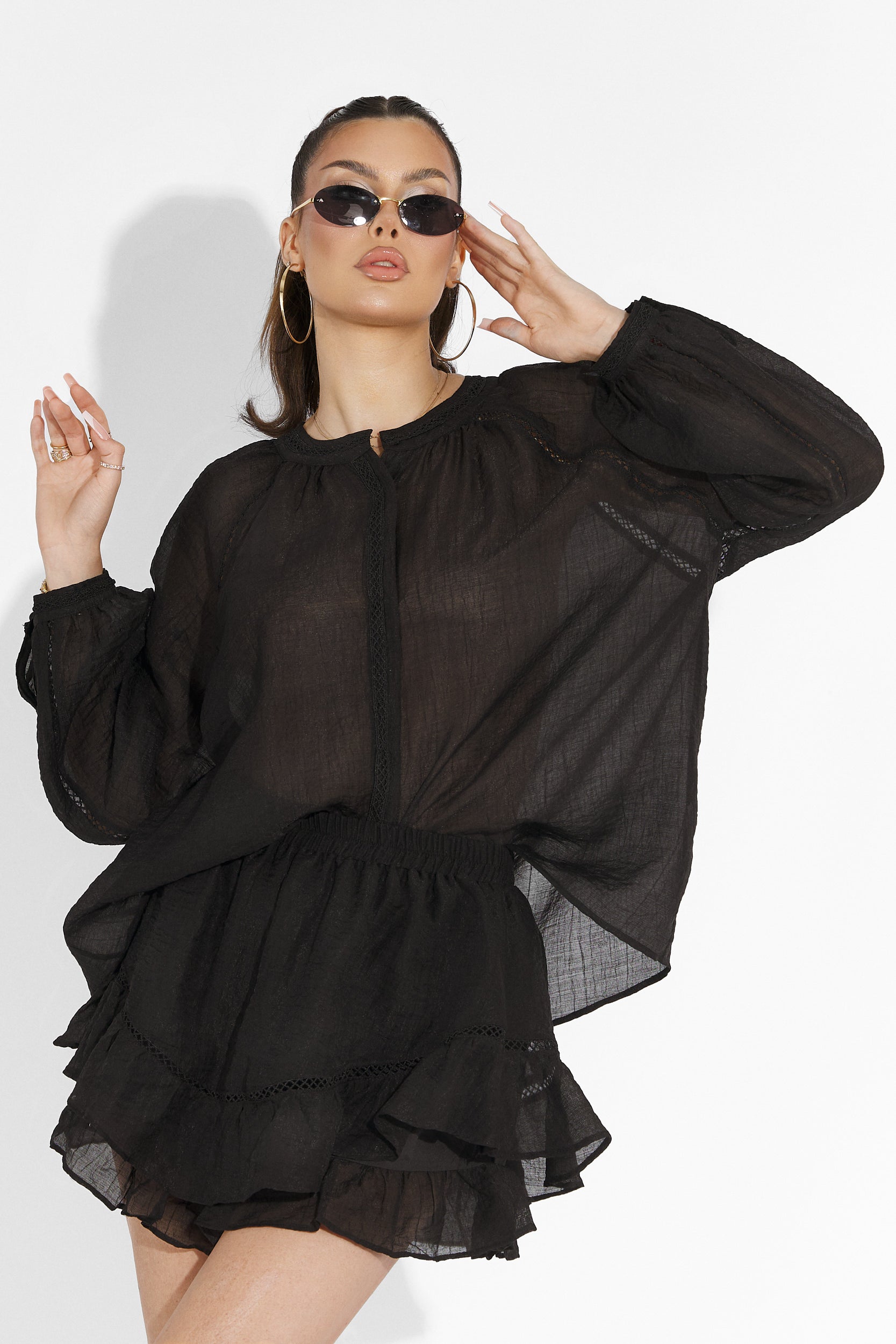 Compleu cu fusta pantalon negru Vernicy Bogas