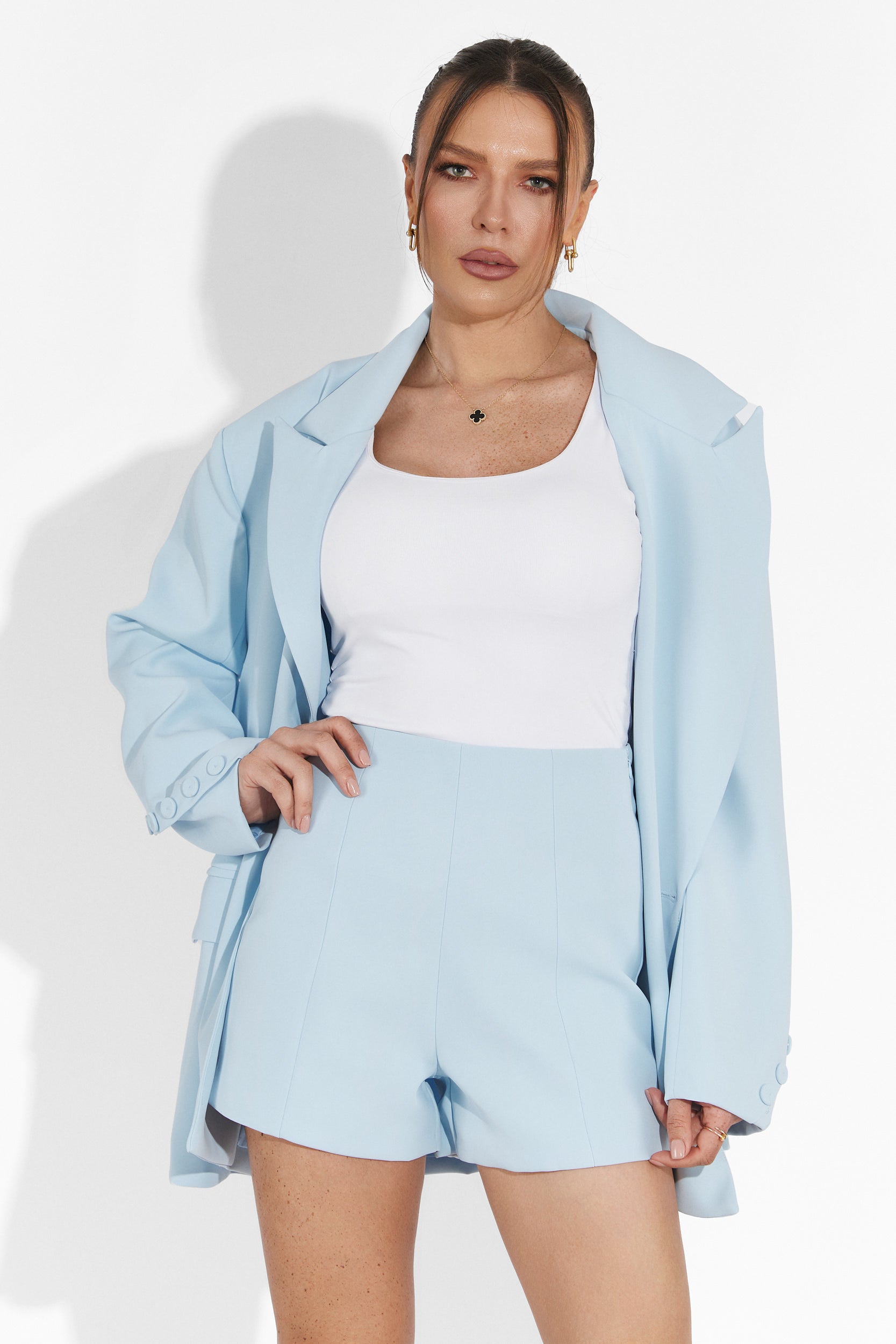 Compleu cu pantaloni scurti bleu Smozy Bogas