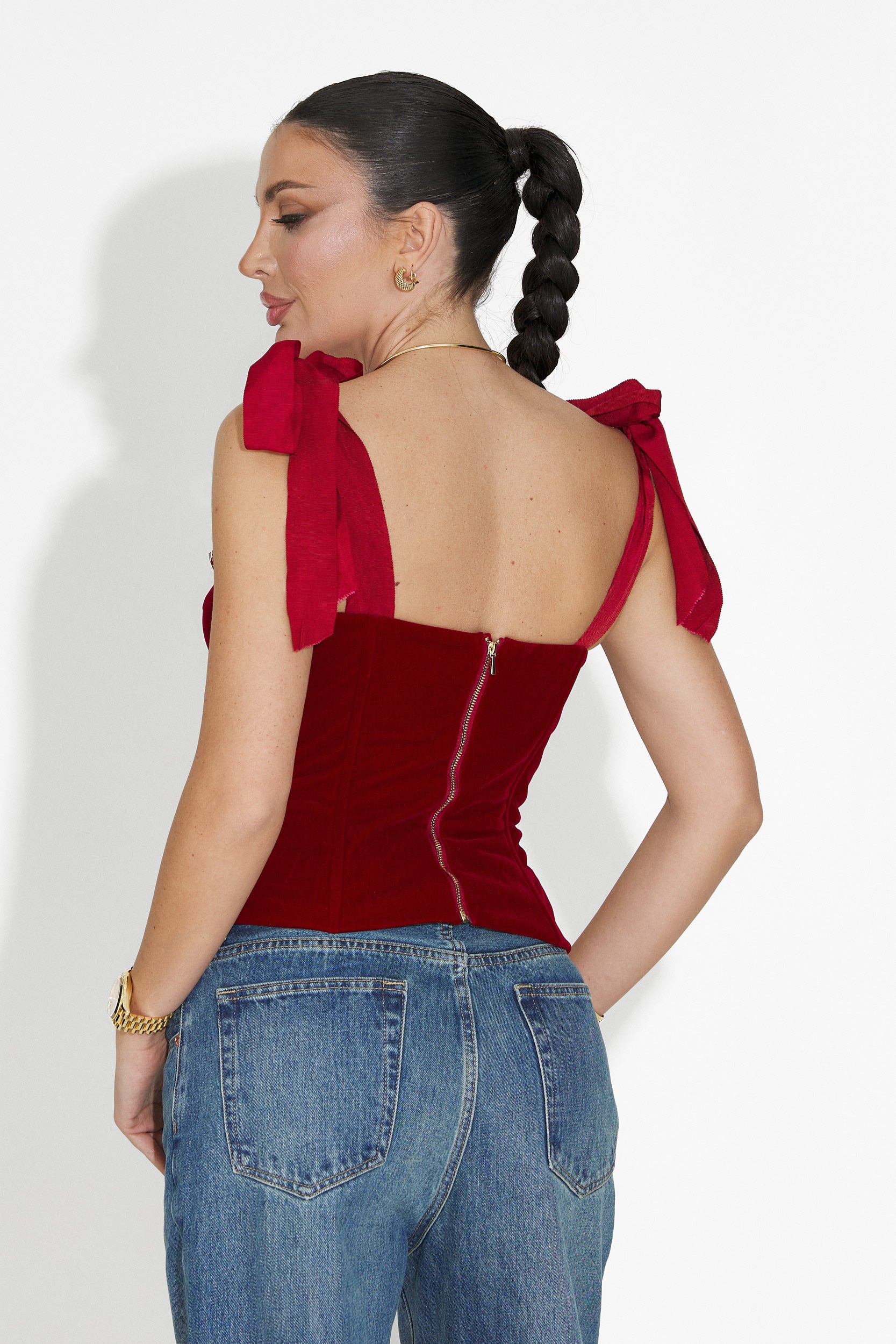 Corset dama elegant rosu Dianela Bogas