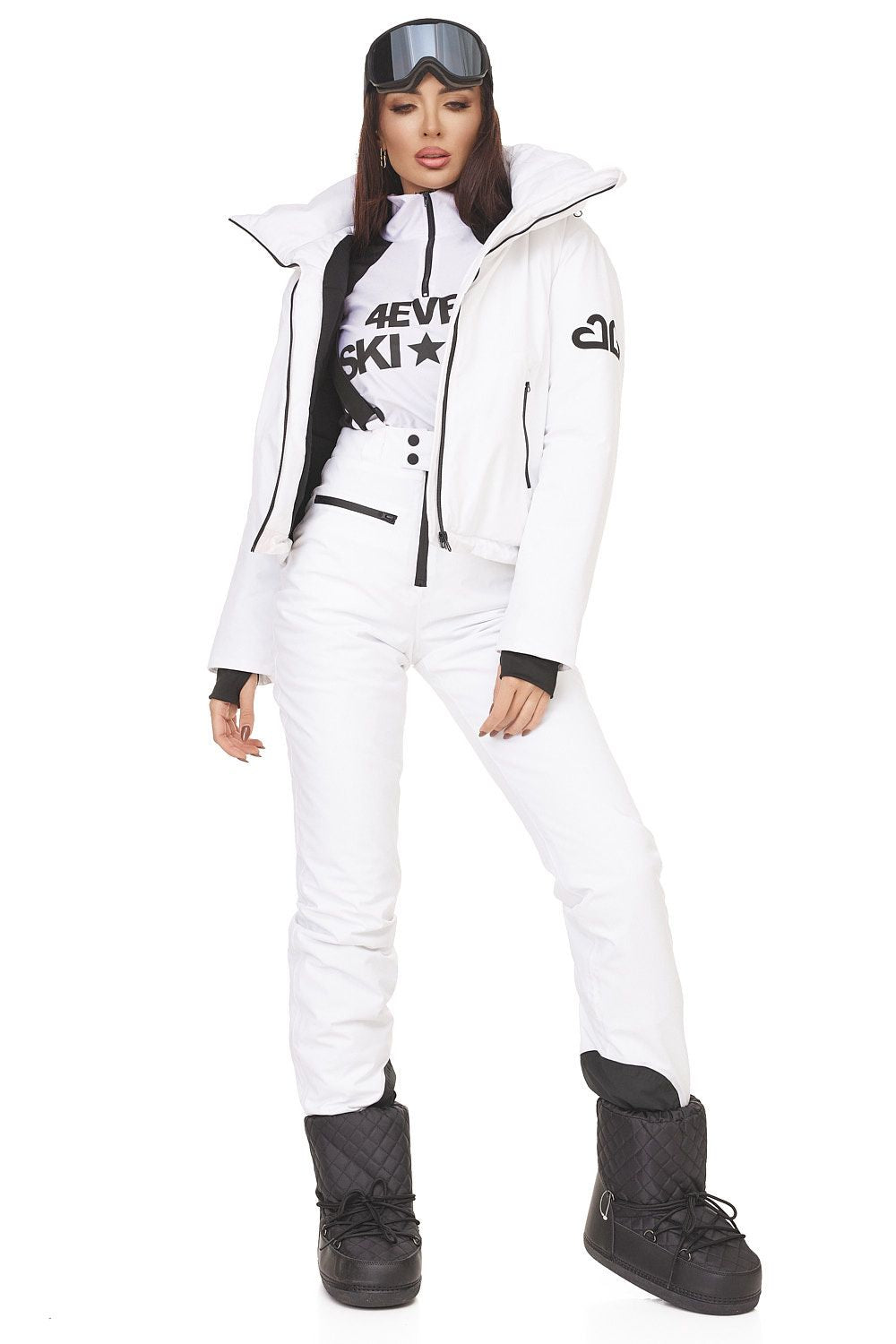 Costum ski casual alb Reasia Bogas