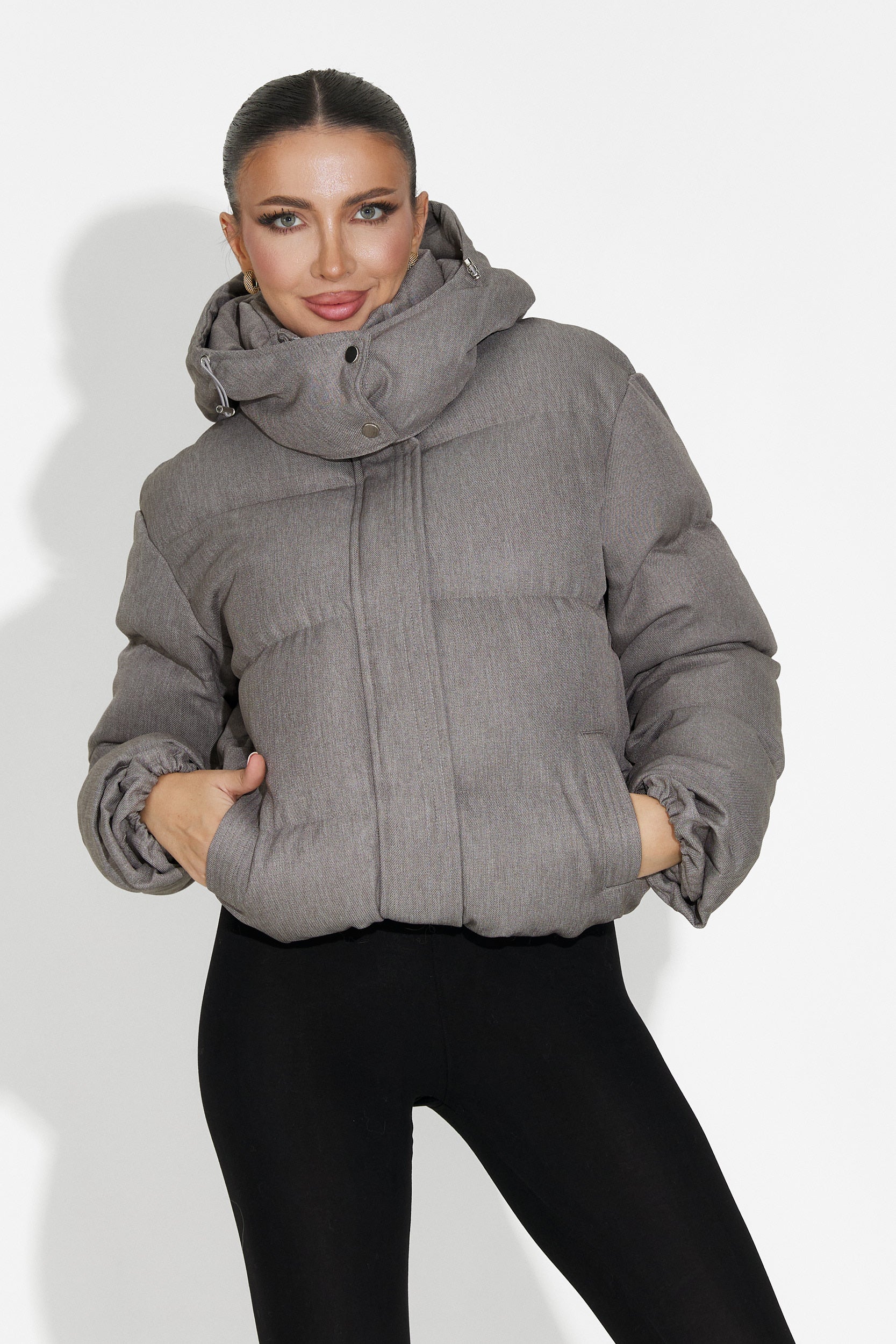 Geaca dama casual gri Luisana Bogas