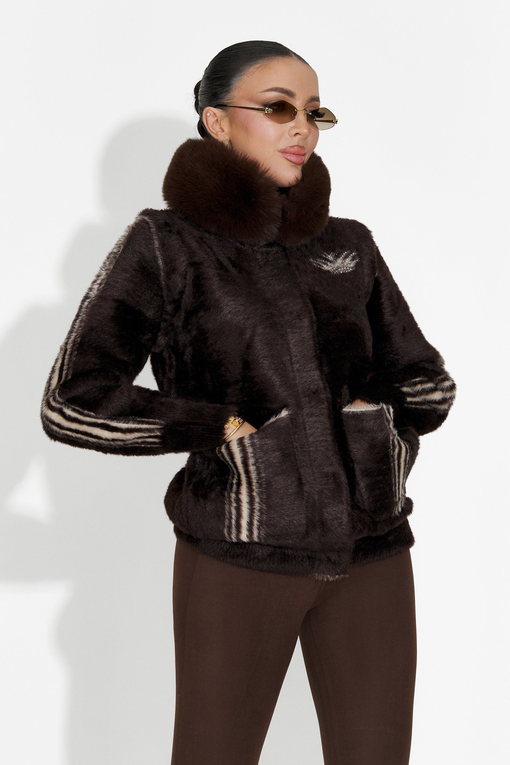 Jacheta dama casual 2 fete maro bej Valoria Bogas