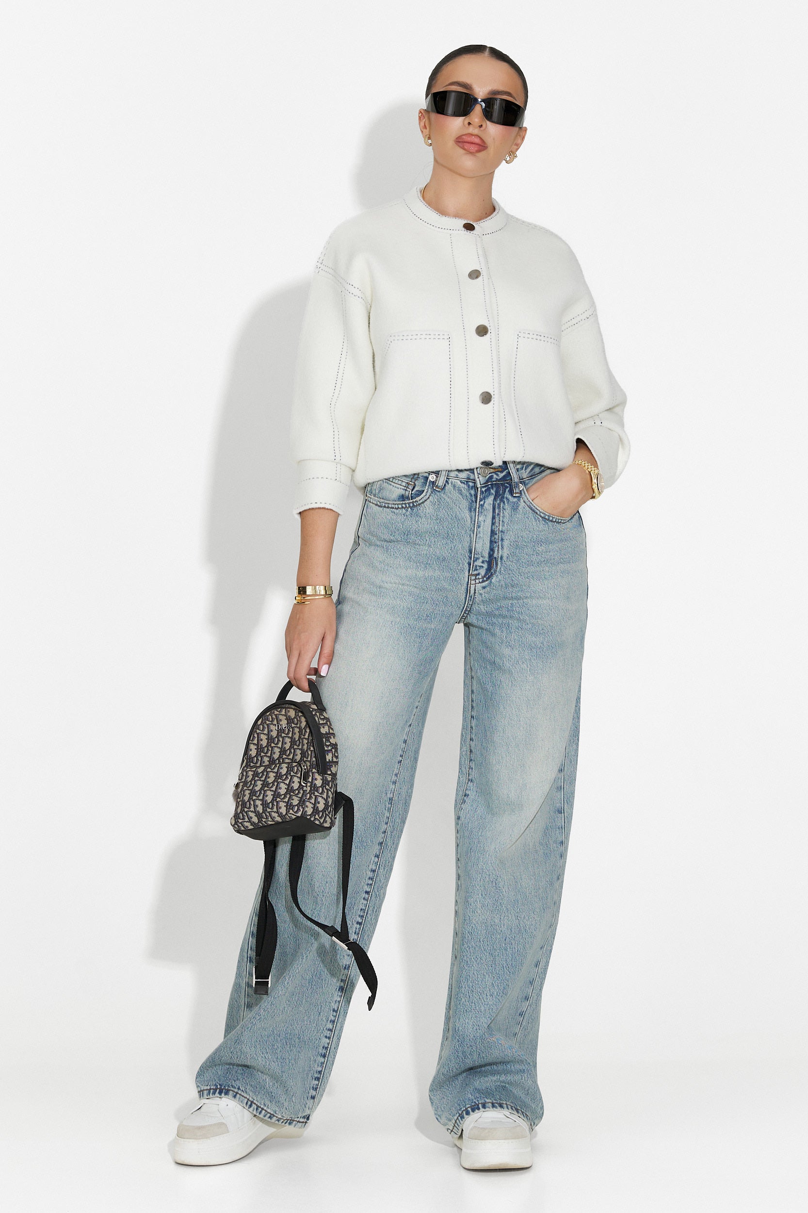 Jacheta dama casual alba Emalin Bogas