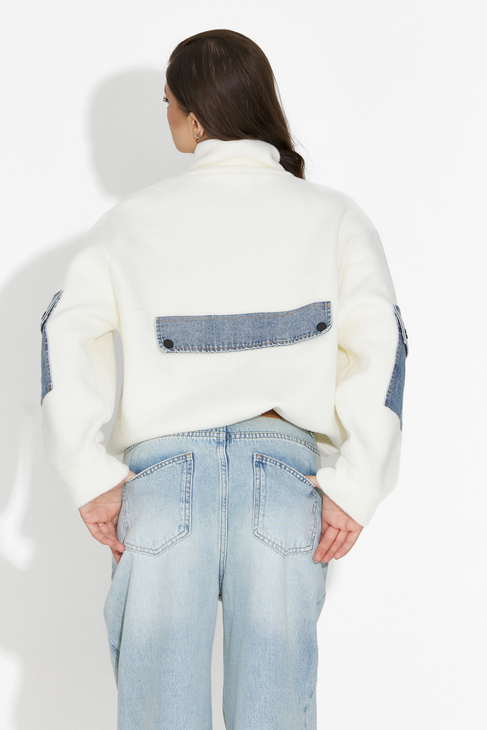 Jacheta dama casual alba Nedaria Bogas