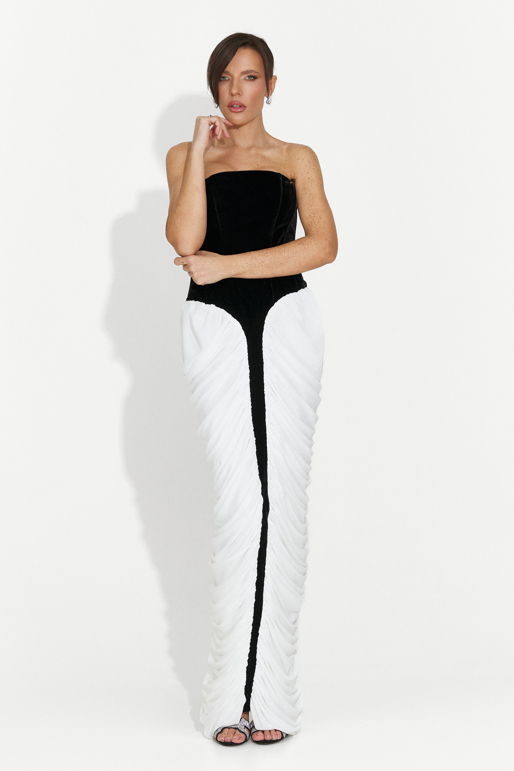 Rochie dama lunga alb negru York Bogas