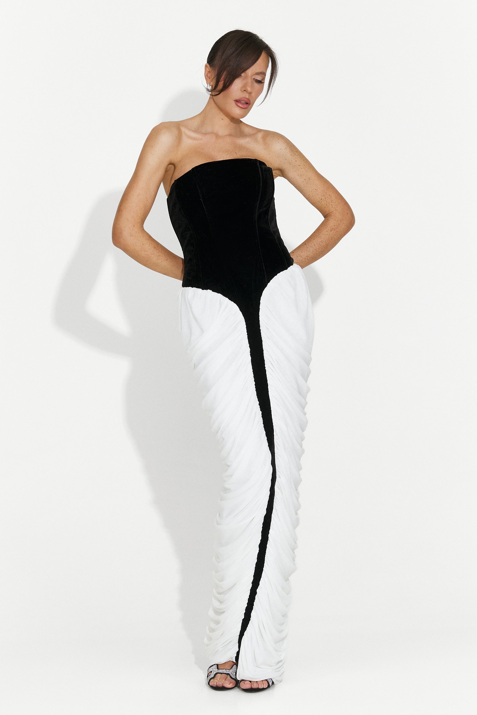 Rochie dama lunga alb negru York Bogas