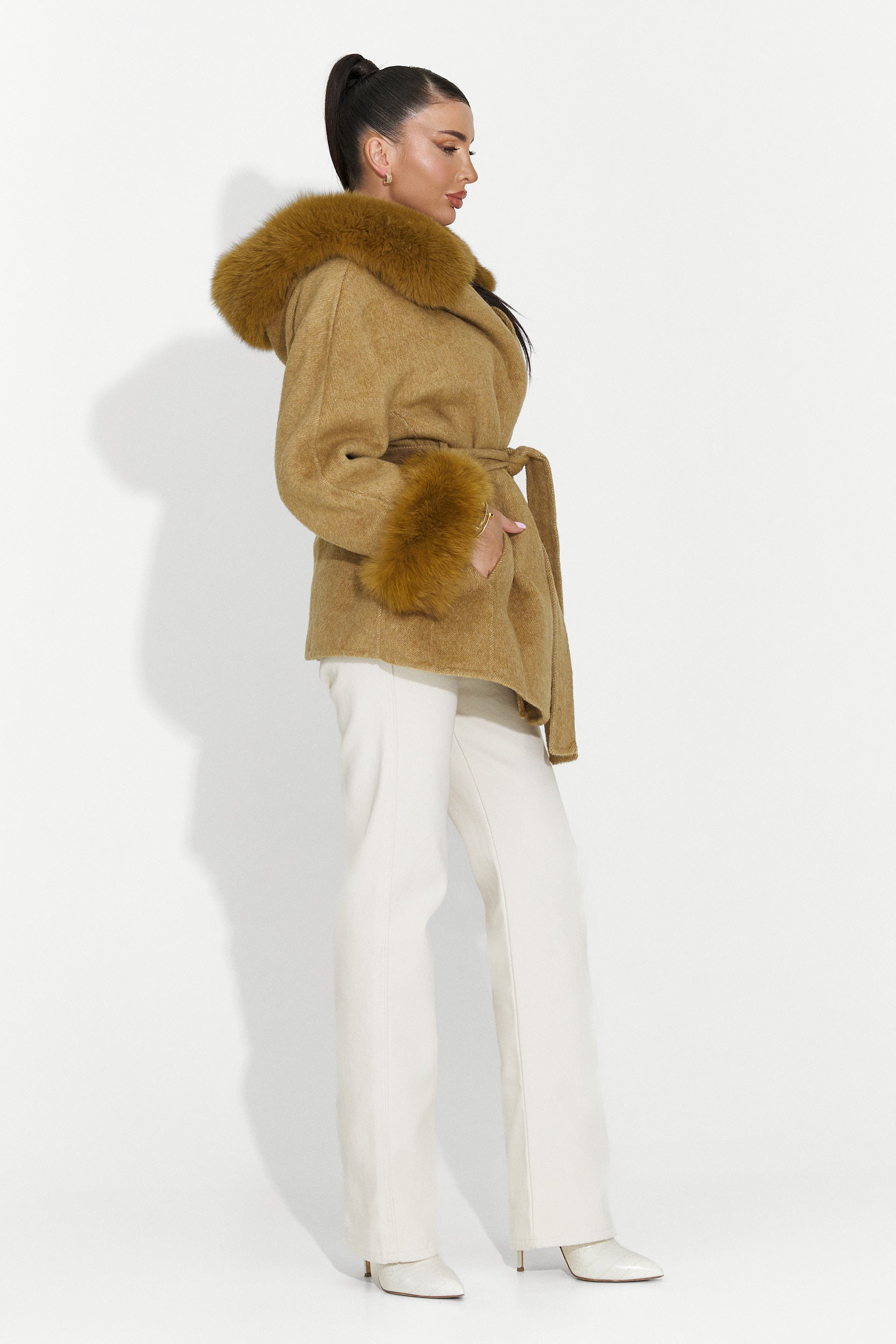 Palton dama elegant maro Betina Bogas