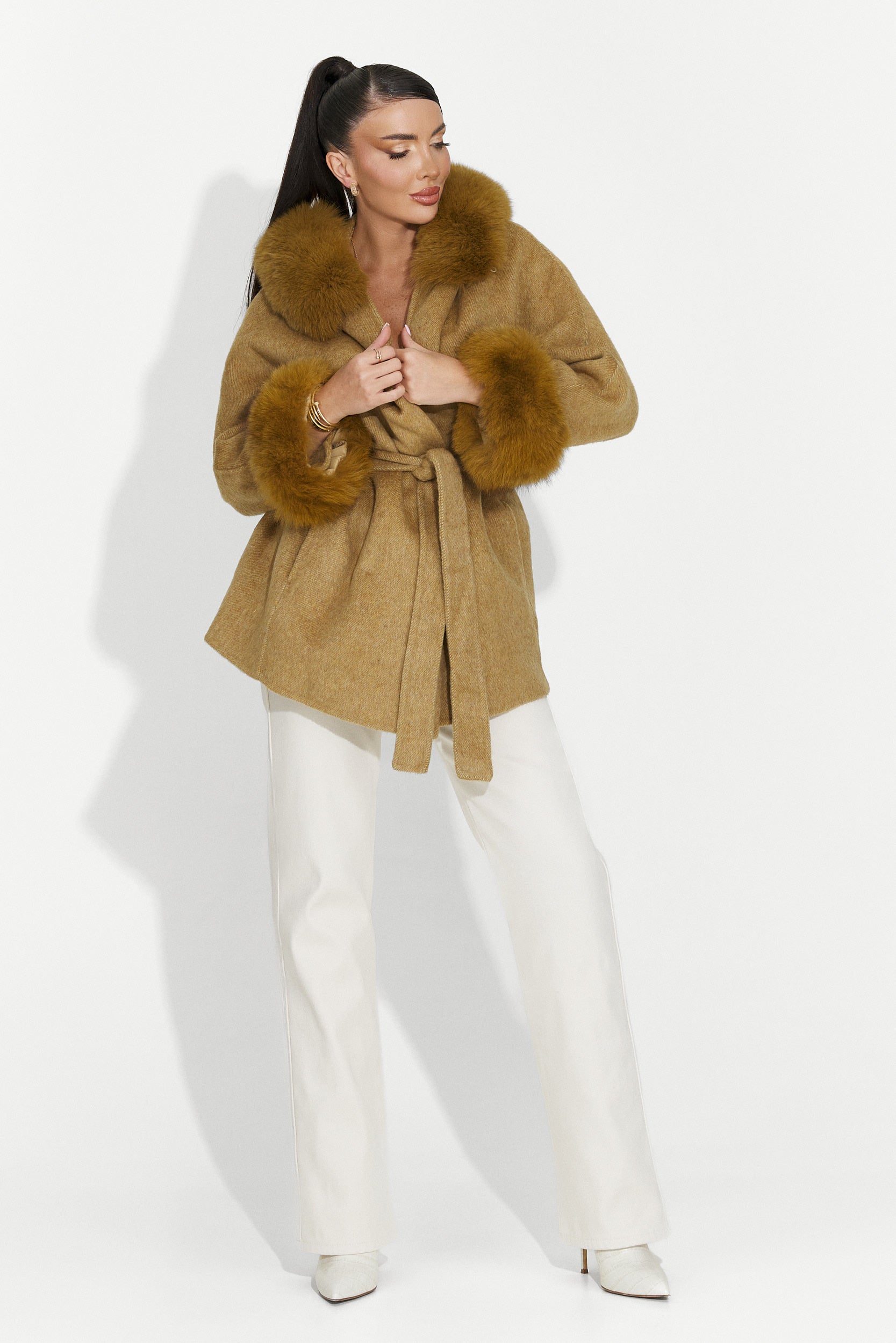 Palton dama elegant maro Betina Bogas