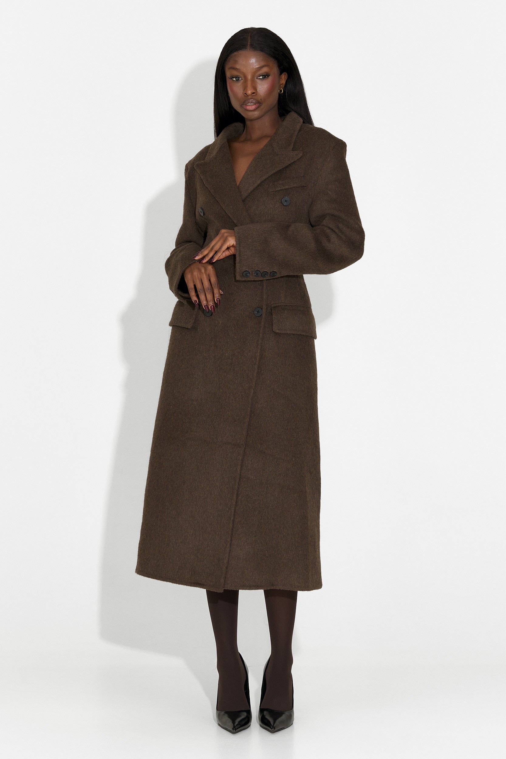 Palton dama elegant maro Savira Bogas