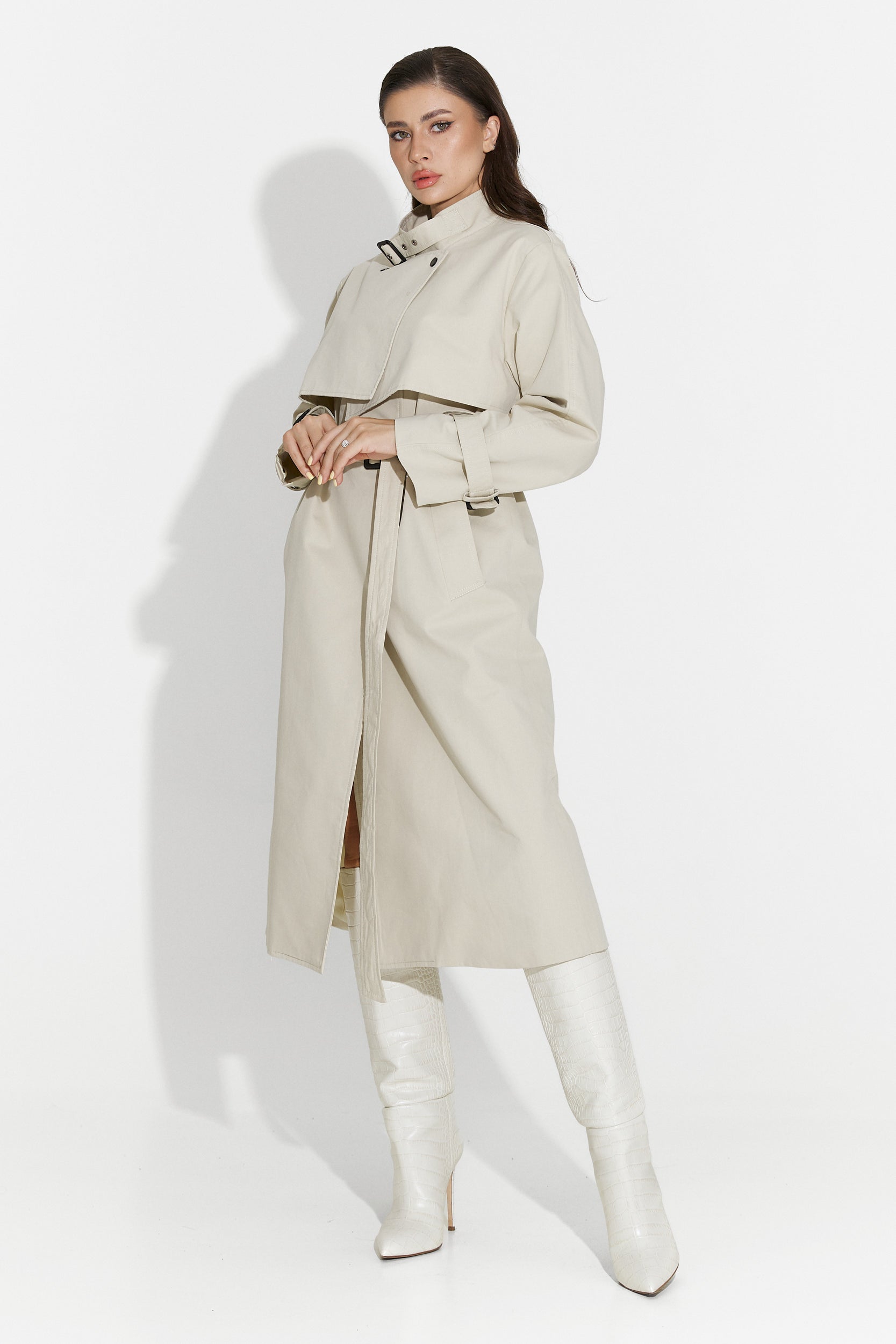 Palton dama lung grej Emalia Bogas