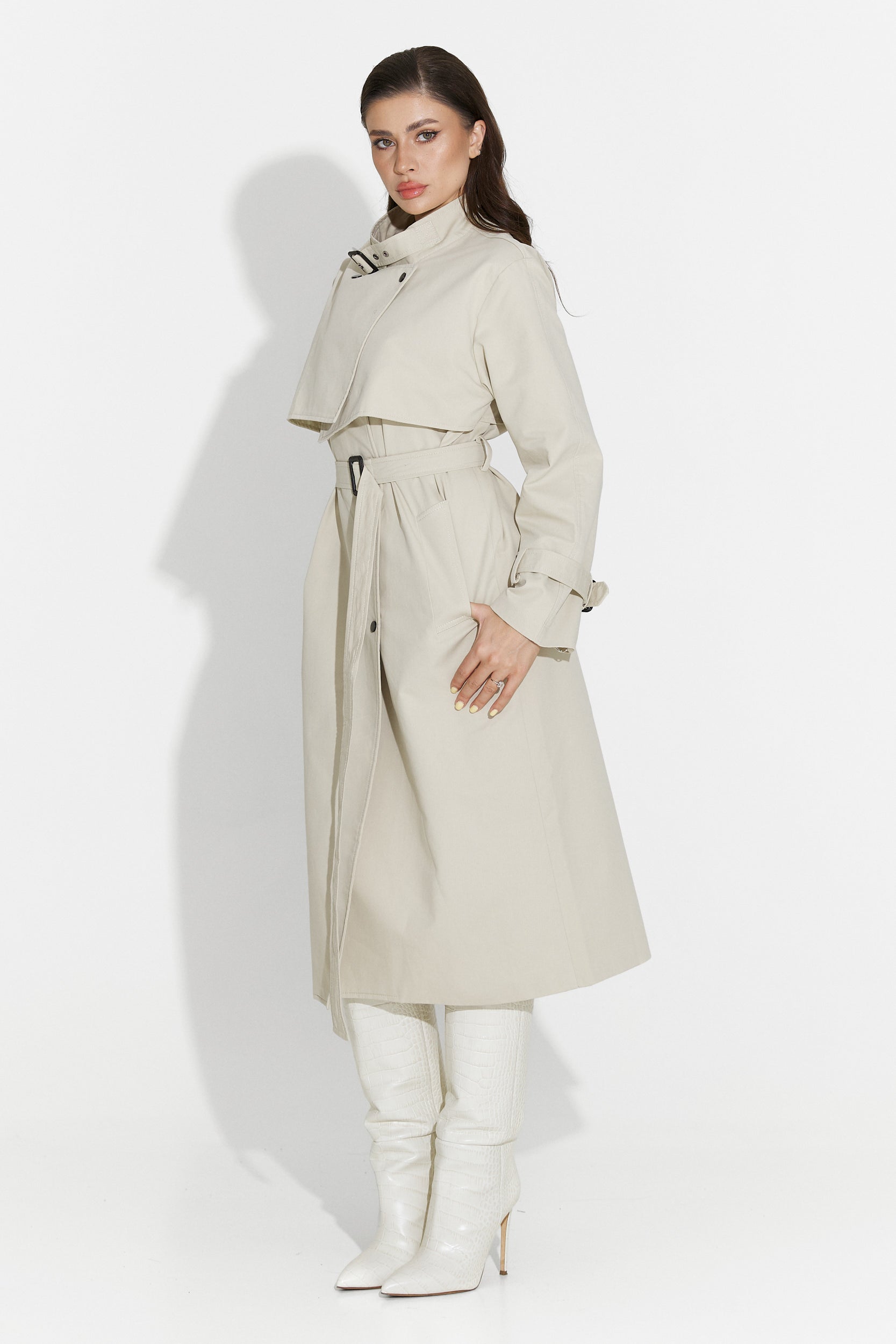 Palton dama lung grej Emalia Bogas