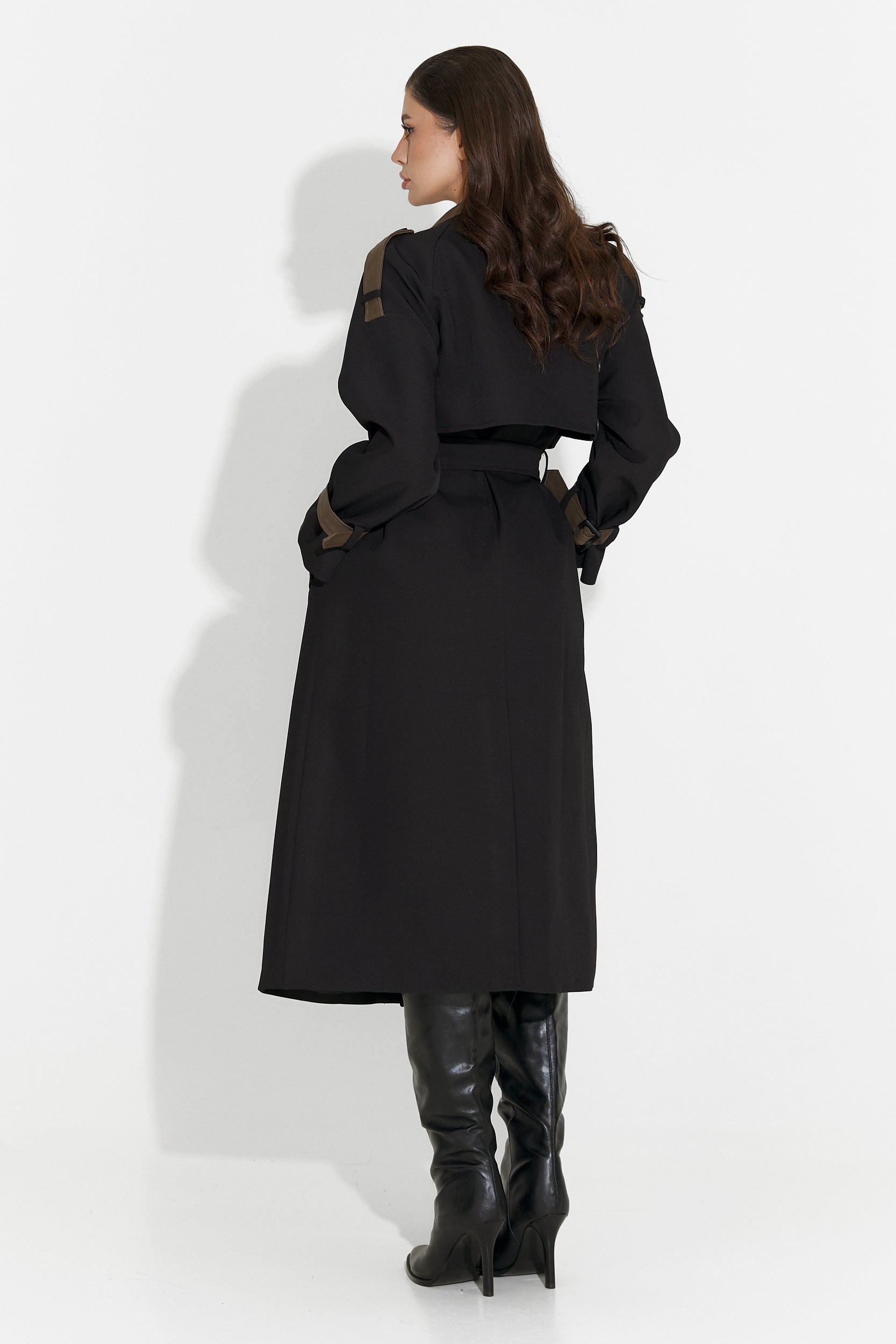 Palton dama lung negru Daine Bogas