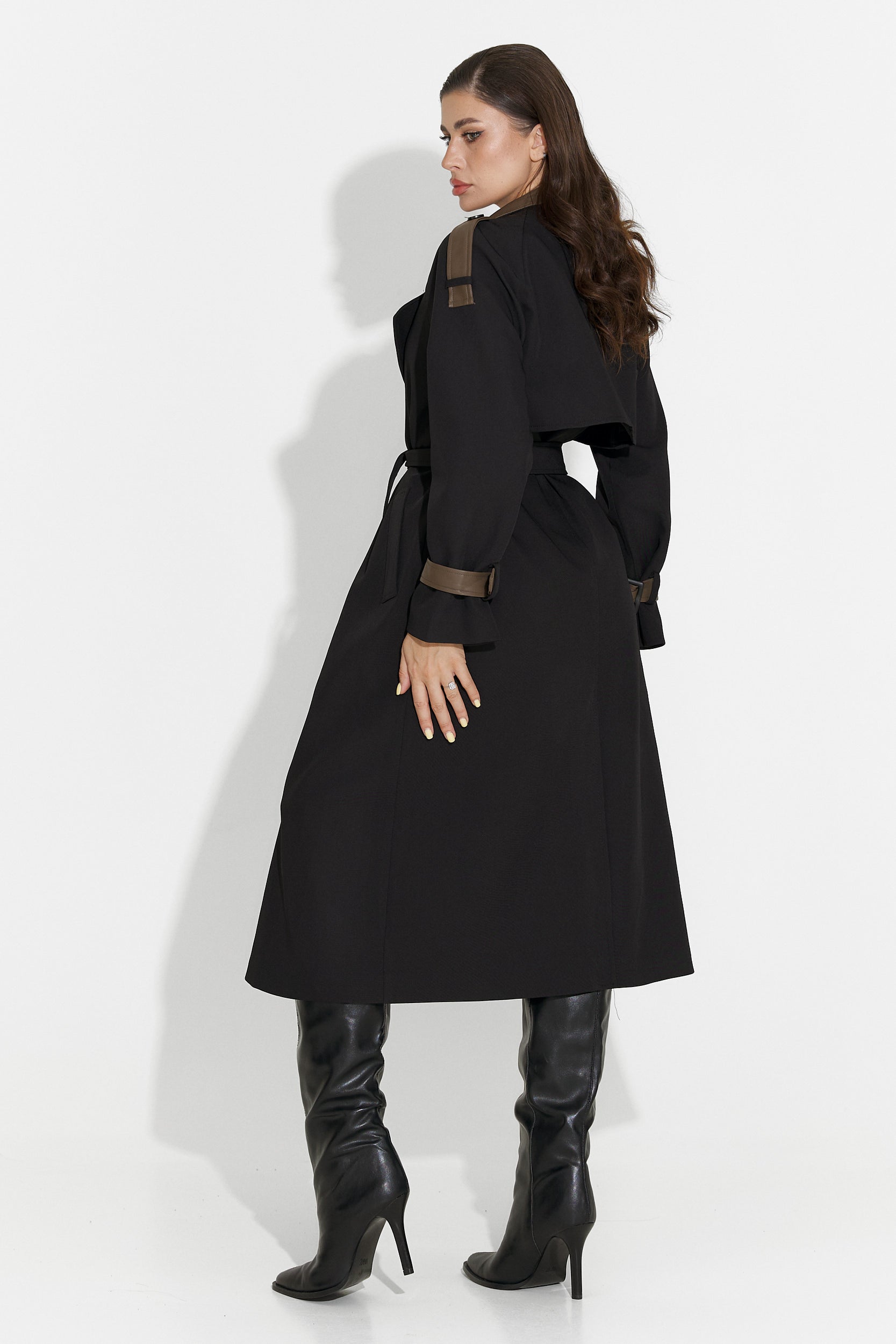 Palton dama lung negru Daine Bogas