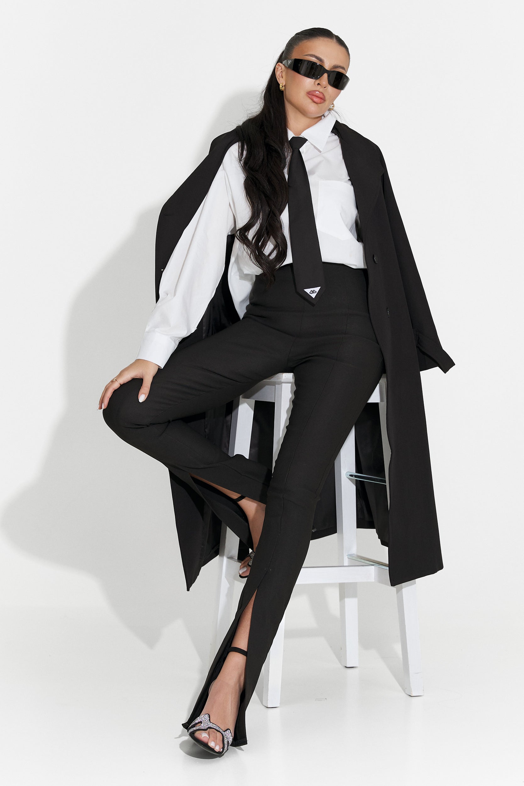 Palton dama lung negru Misena Bogas