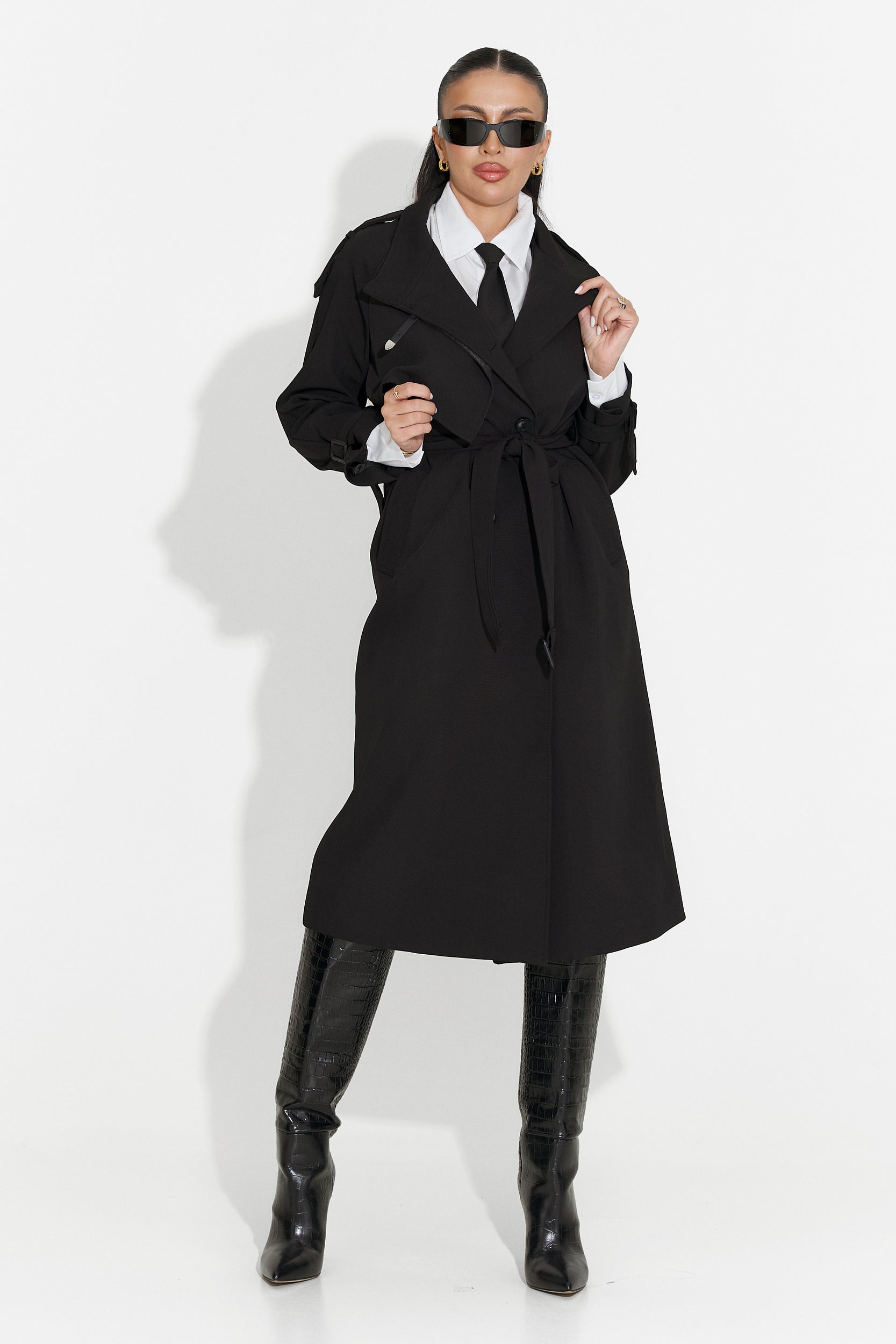 Palton dama lung negru Misena Bogas