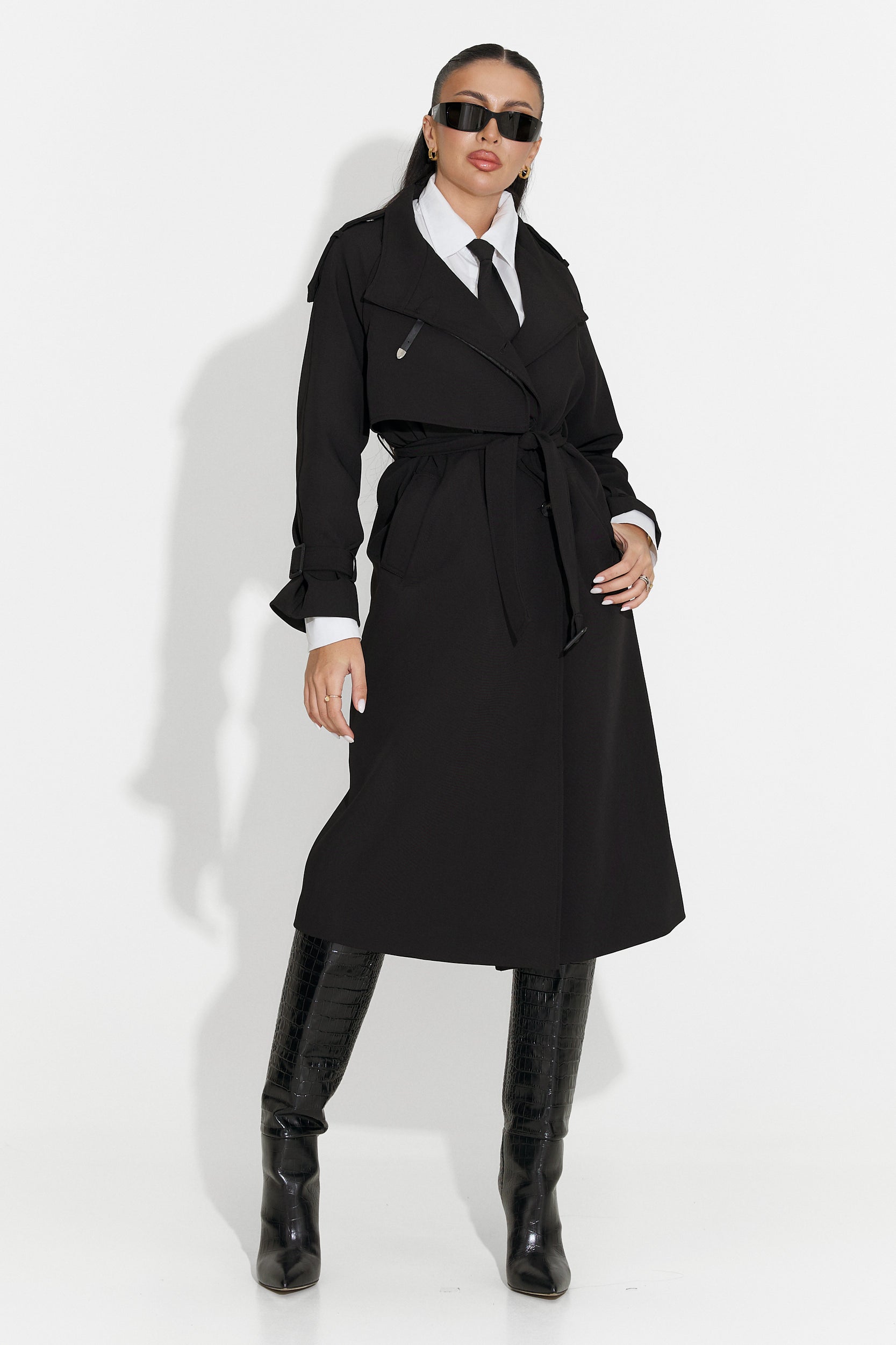 Palton dama lung negru Misena Bogas