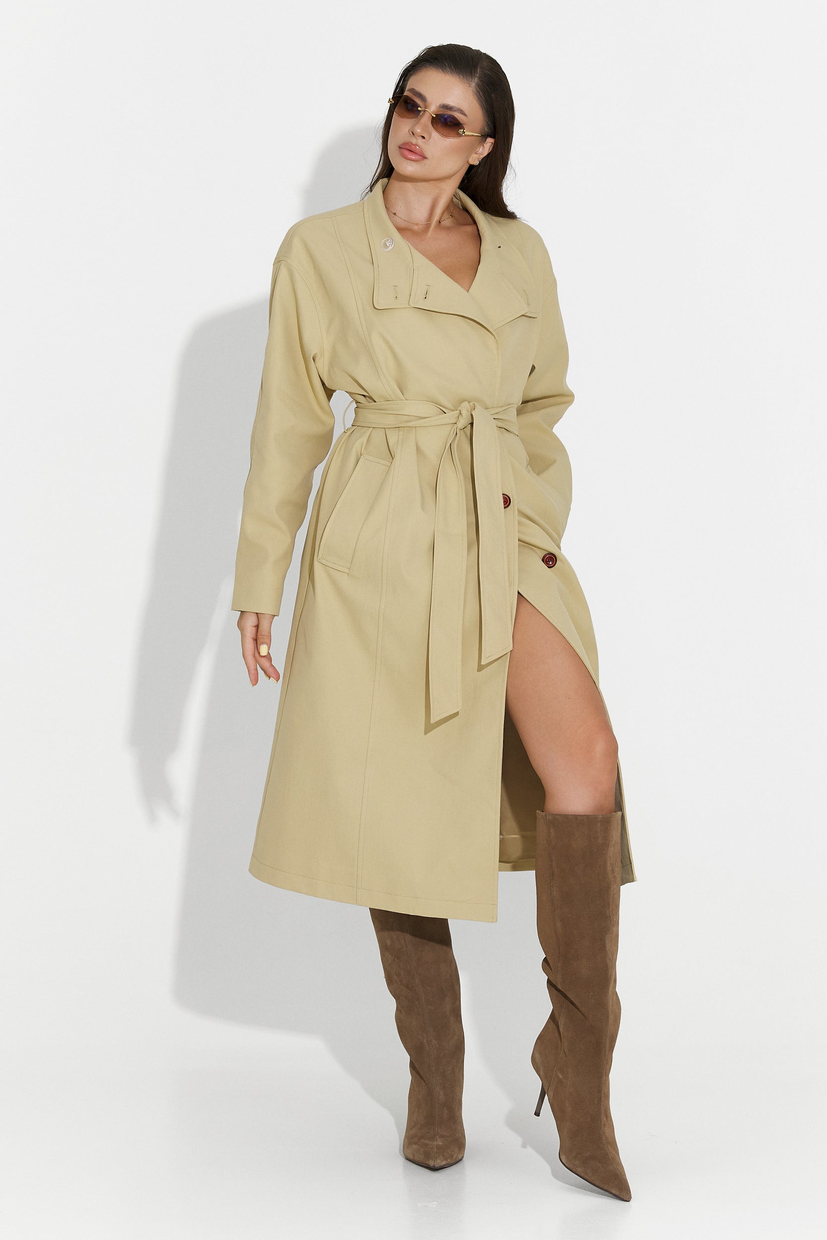 Palton dama mediu maro Dakisa Bogas