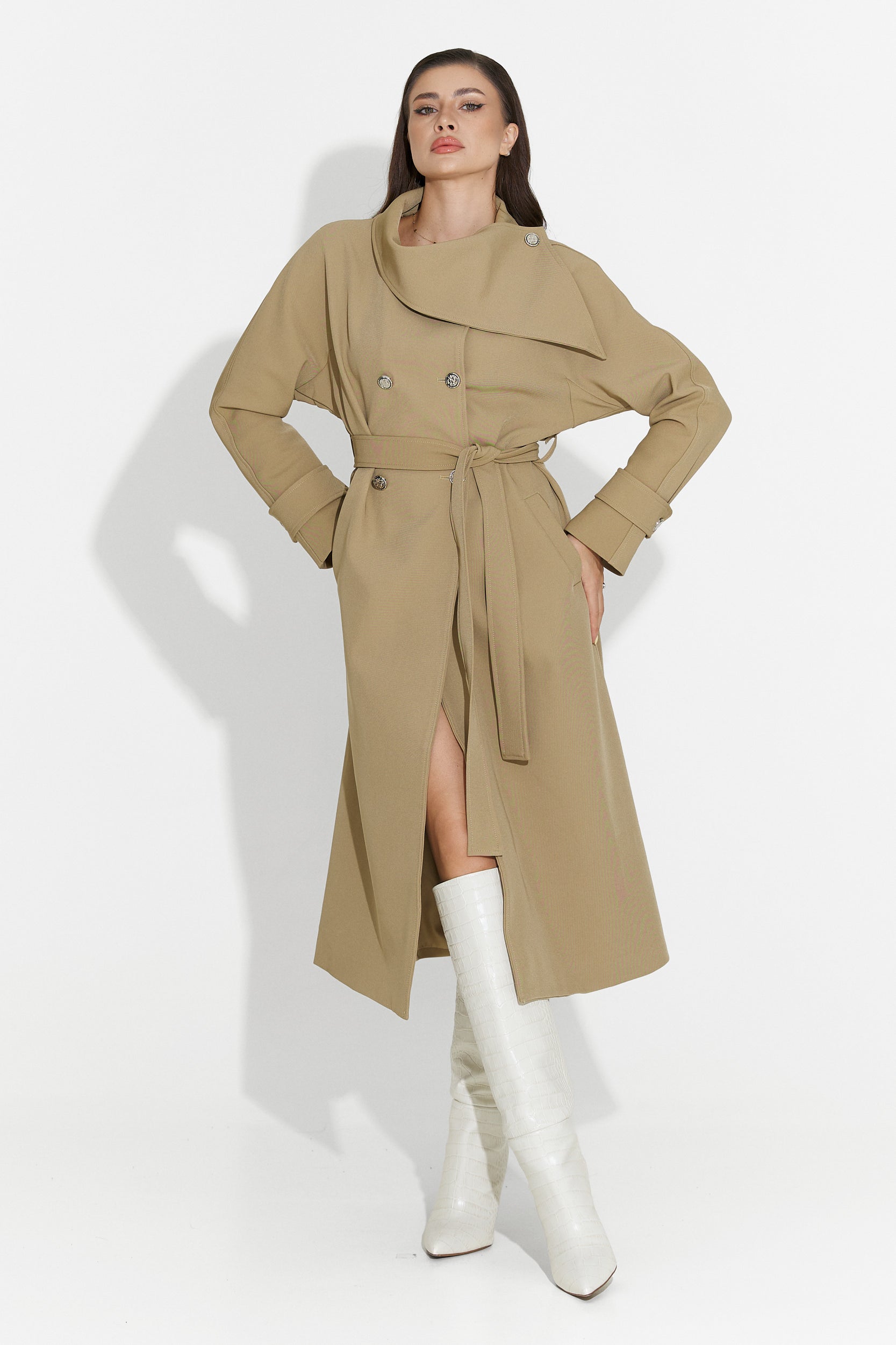 Palton dama mediu maro Scotie Bogas