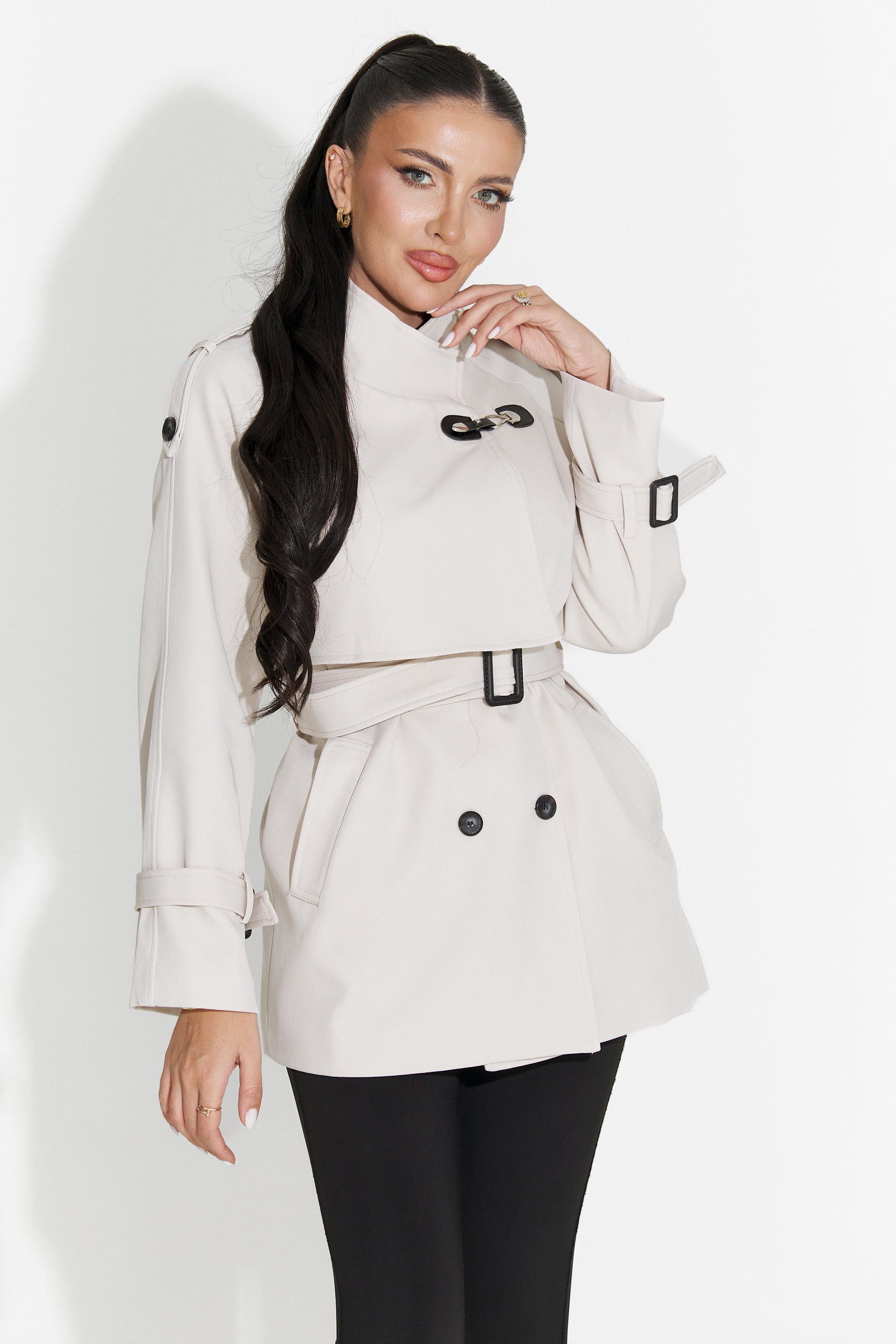 Palton dama scurt grej Cenavia Bogas