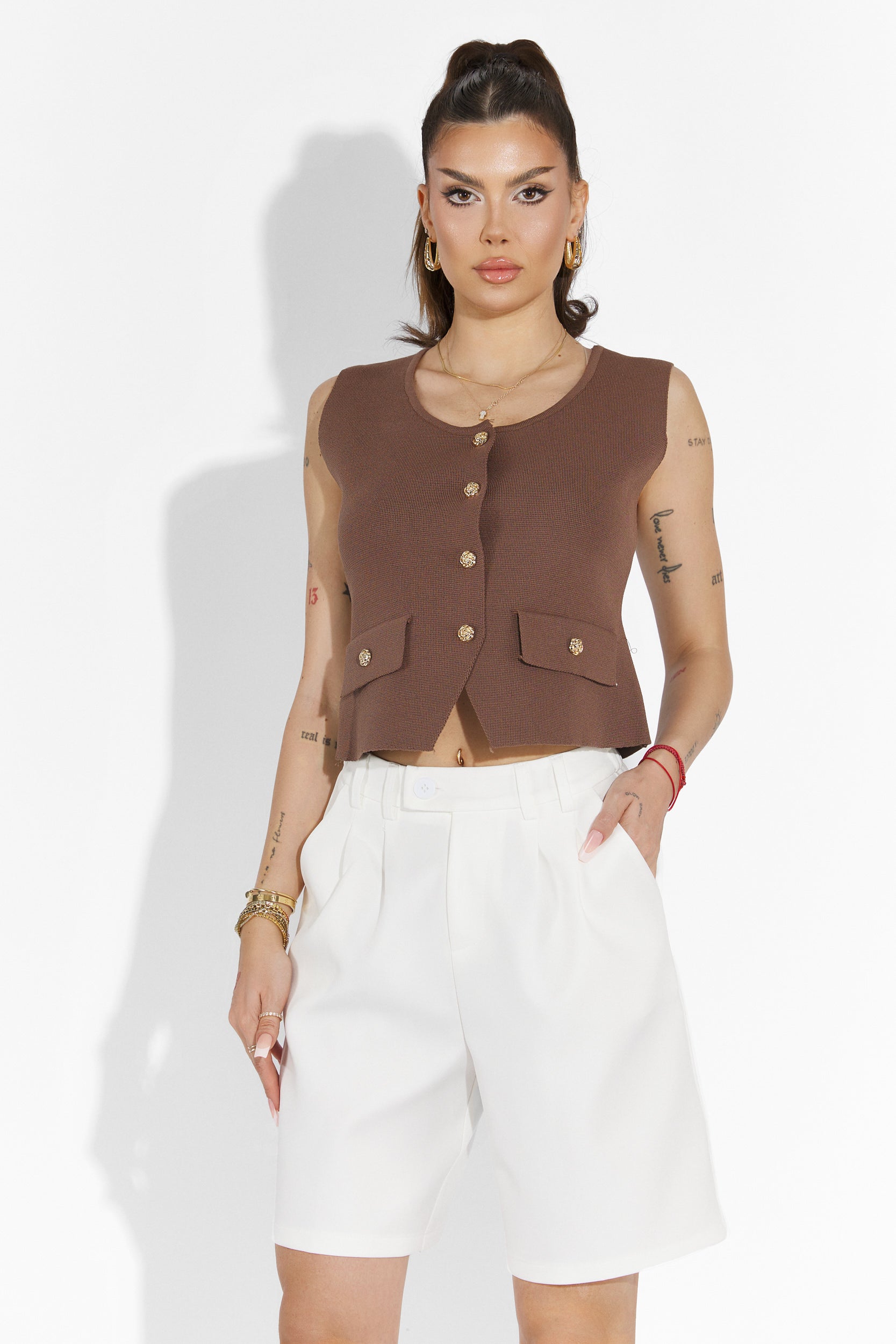 Pantaloni dama casual albi Athuro Bogas