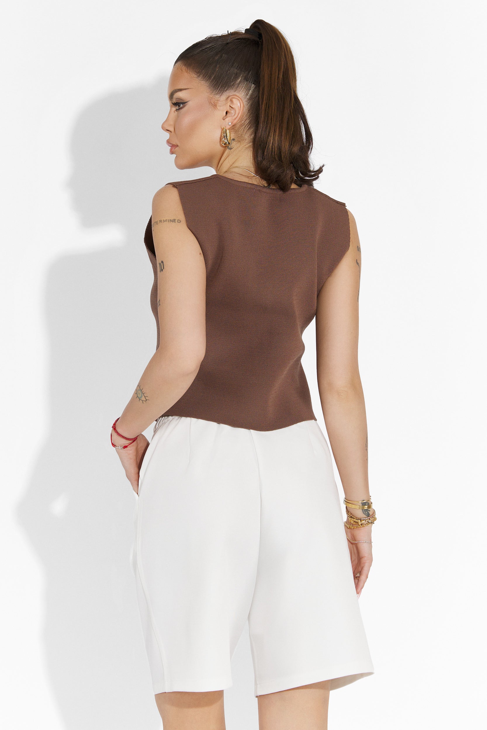 Pantaloni dama casual albi Athuro Bogas