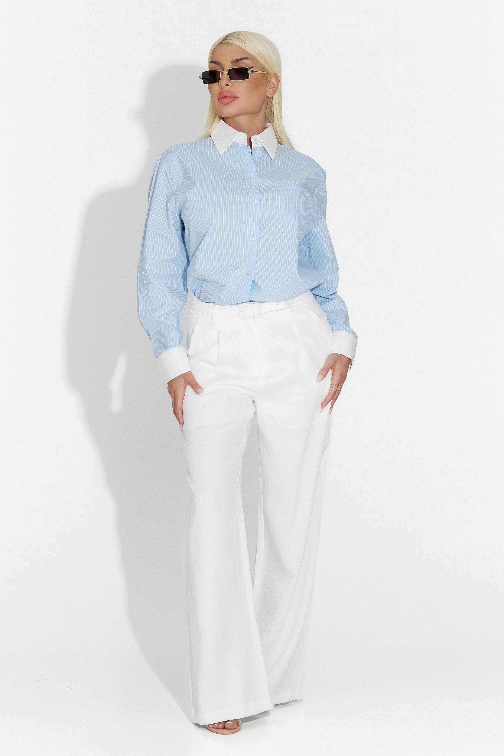 Pantaloni dama casual albi Kimny Bogas