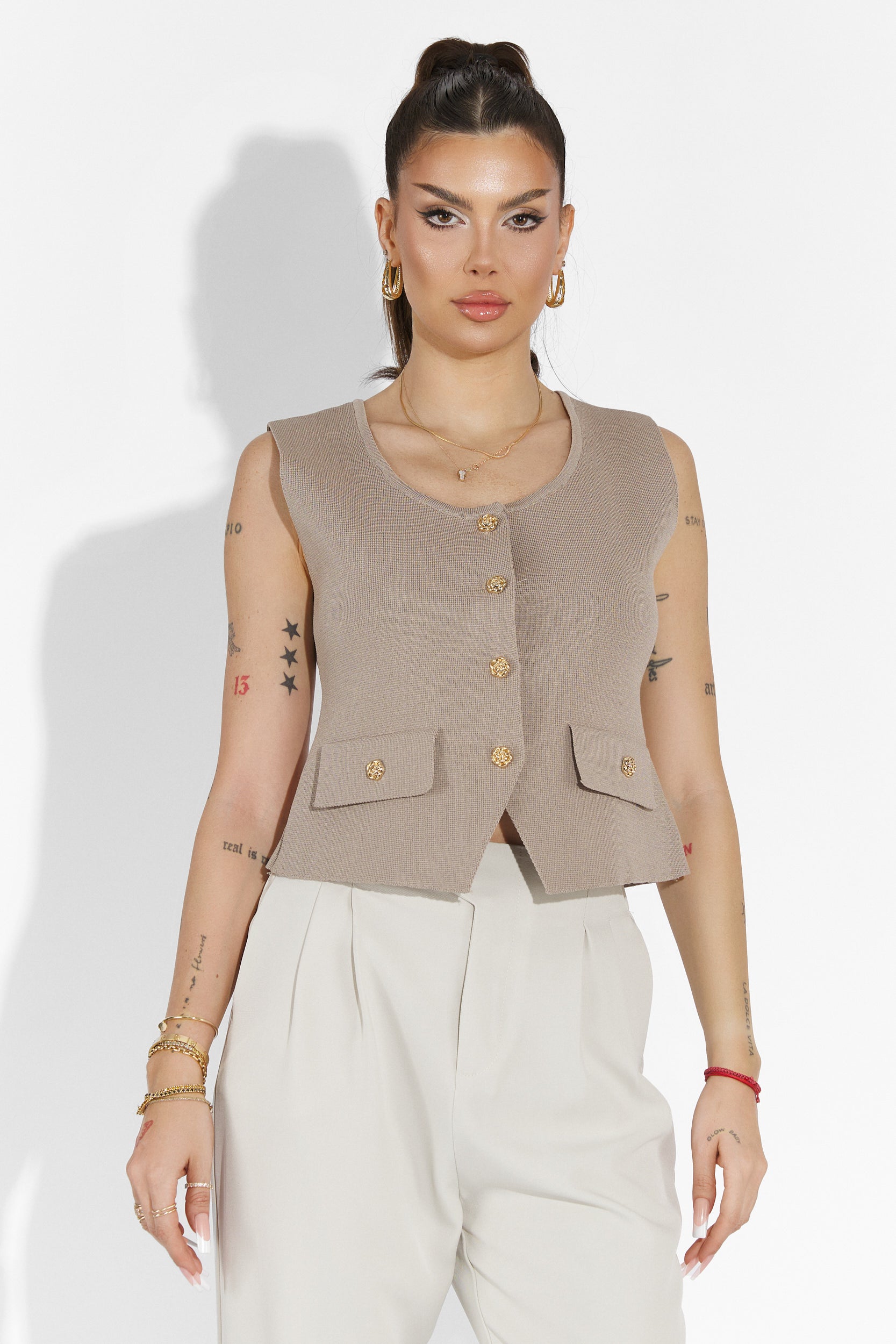 Pantaloni dama casual bej Alvaro Bogas