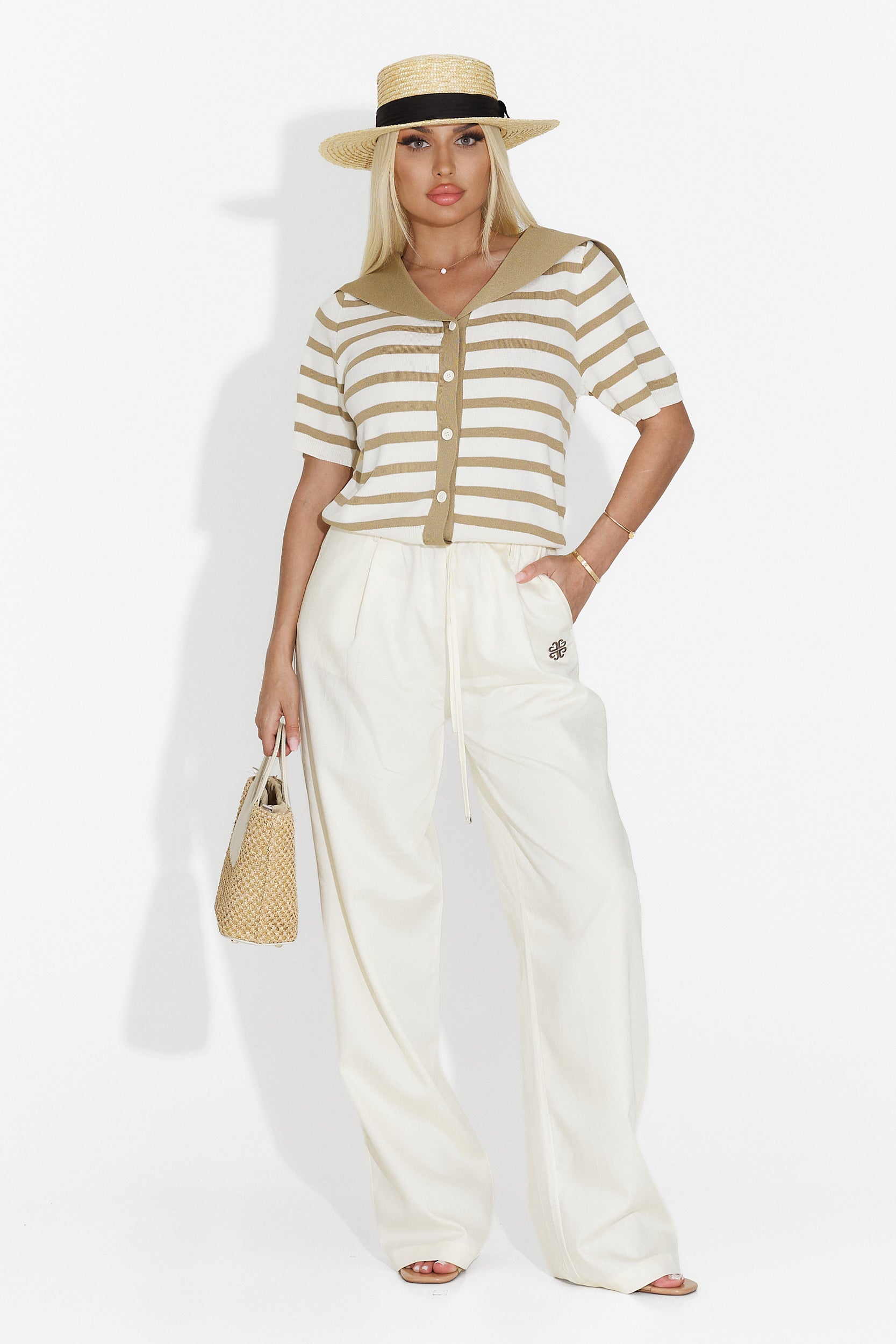 Pantaloni dama casual bej Rudy Bogas