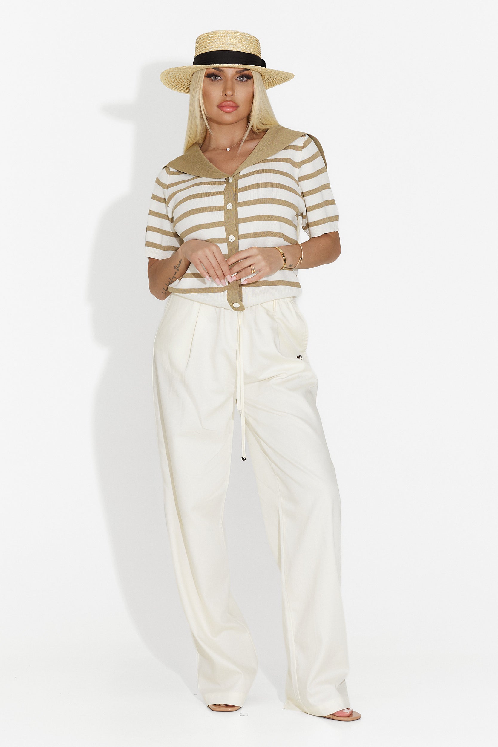 Pantaloni dama casual bej Rudy Bogas