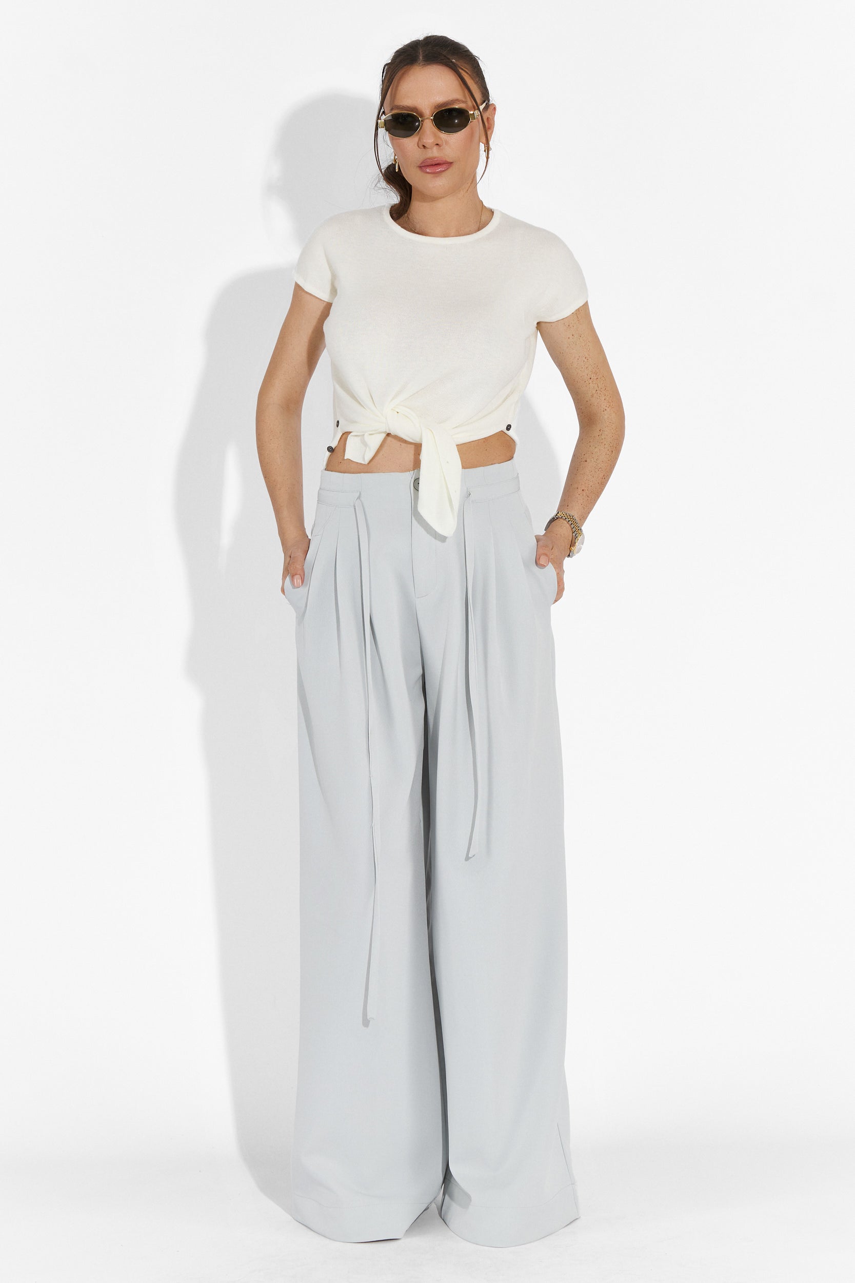 Pantaloni dama casual bleu Eusebiu Bogas