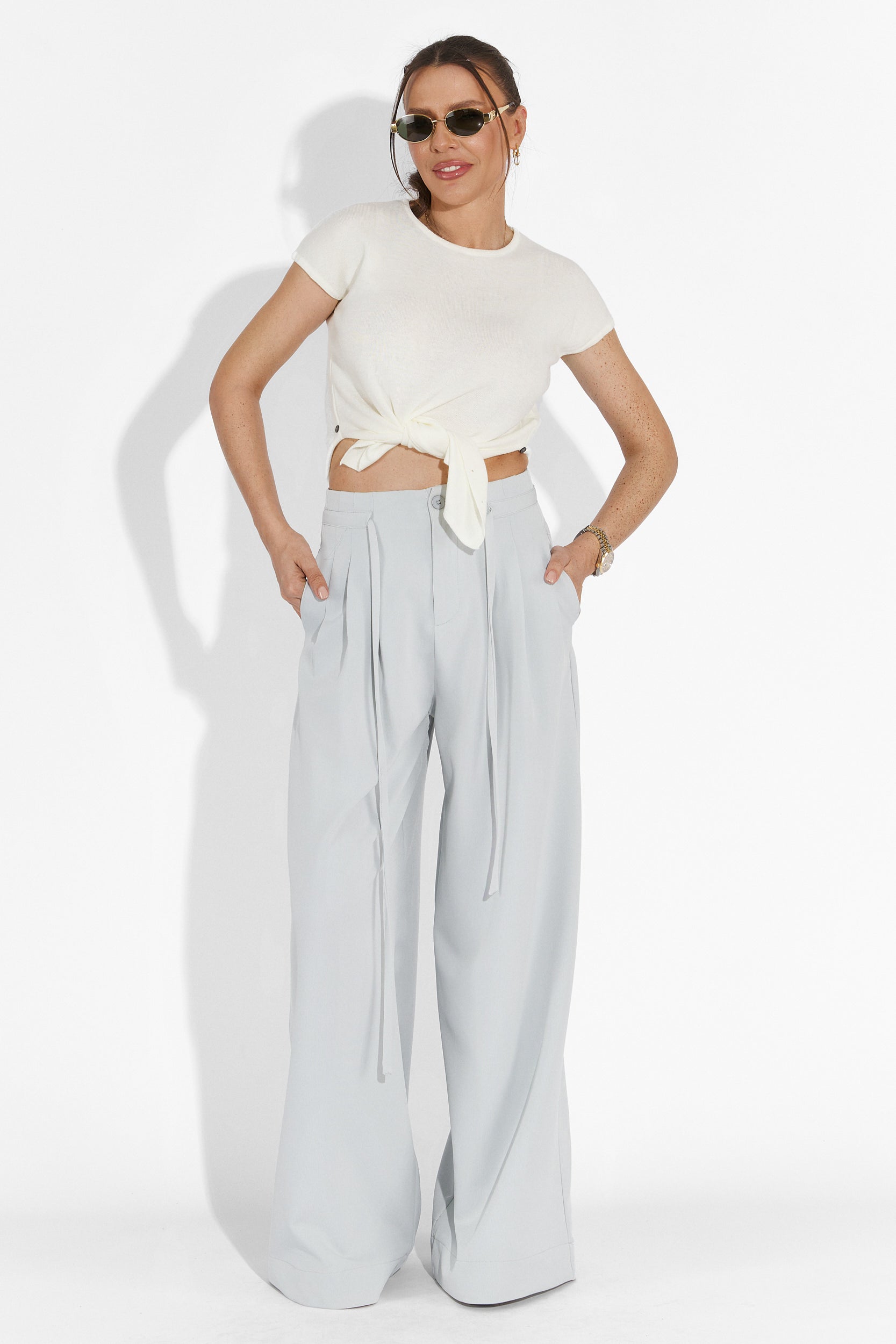 Pantaloni dama casual bleu Eusebiu Bogas