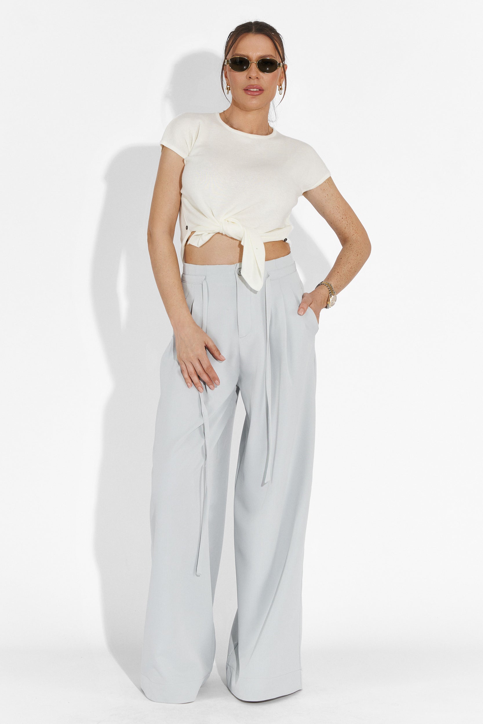 Pantaloni dama casual bleu Eusebiu Bogas