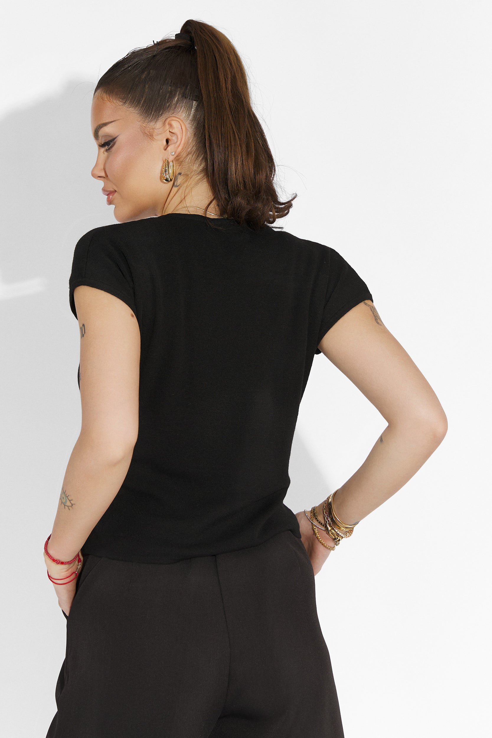 Pantaloni dama casual negri Athuro Bogas