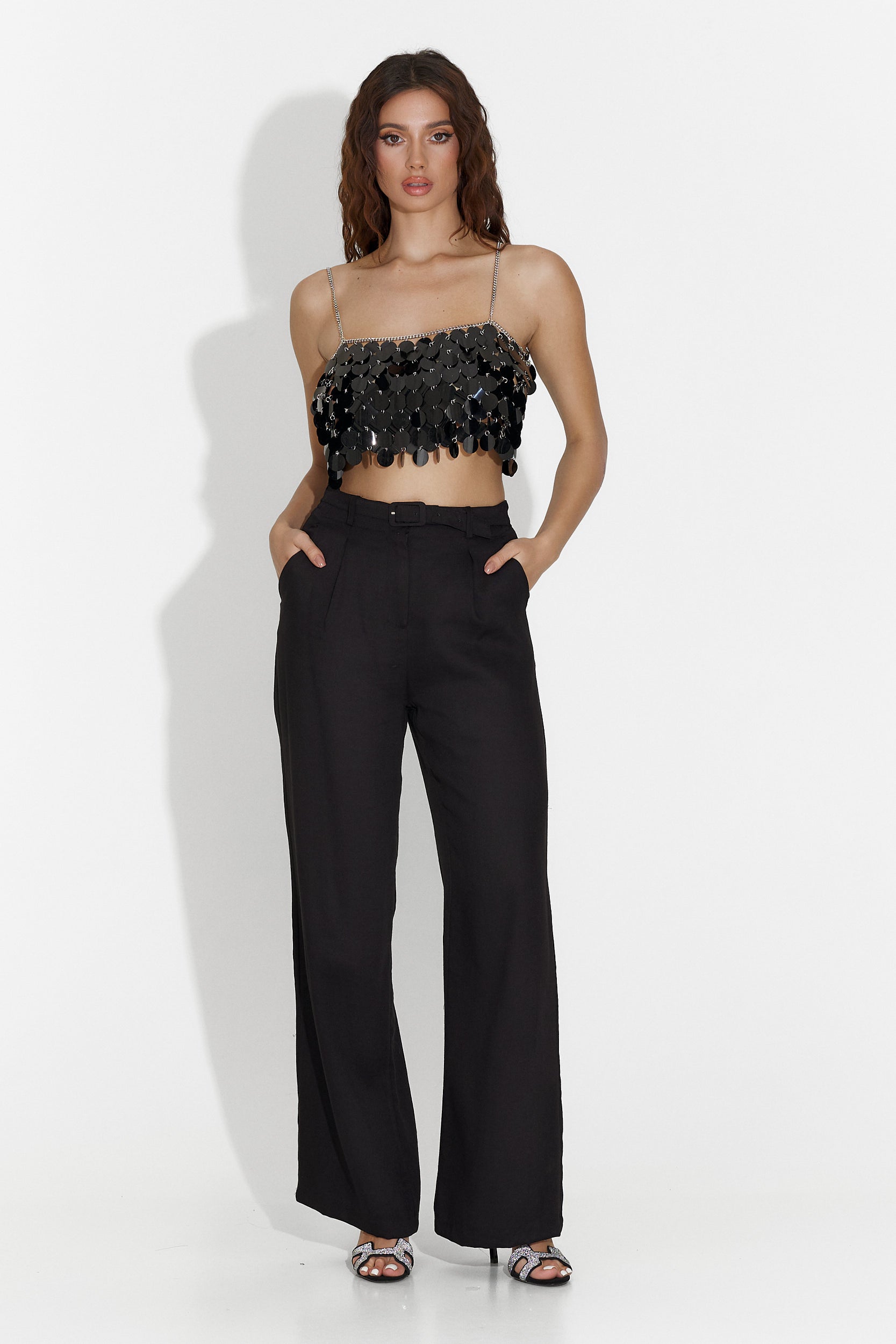 Pantaloni dama casual negri Kimny Bogas