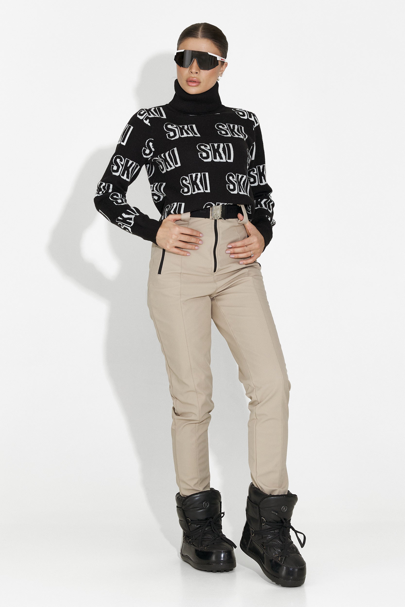 Pantaloni ski dama bej Daviria Bogas