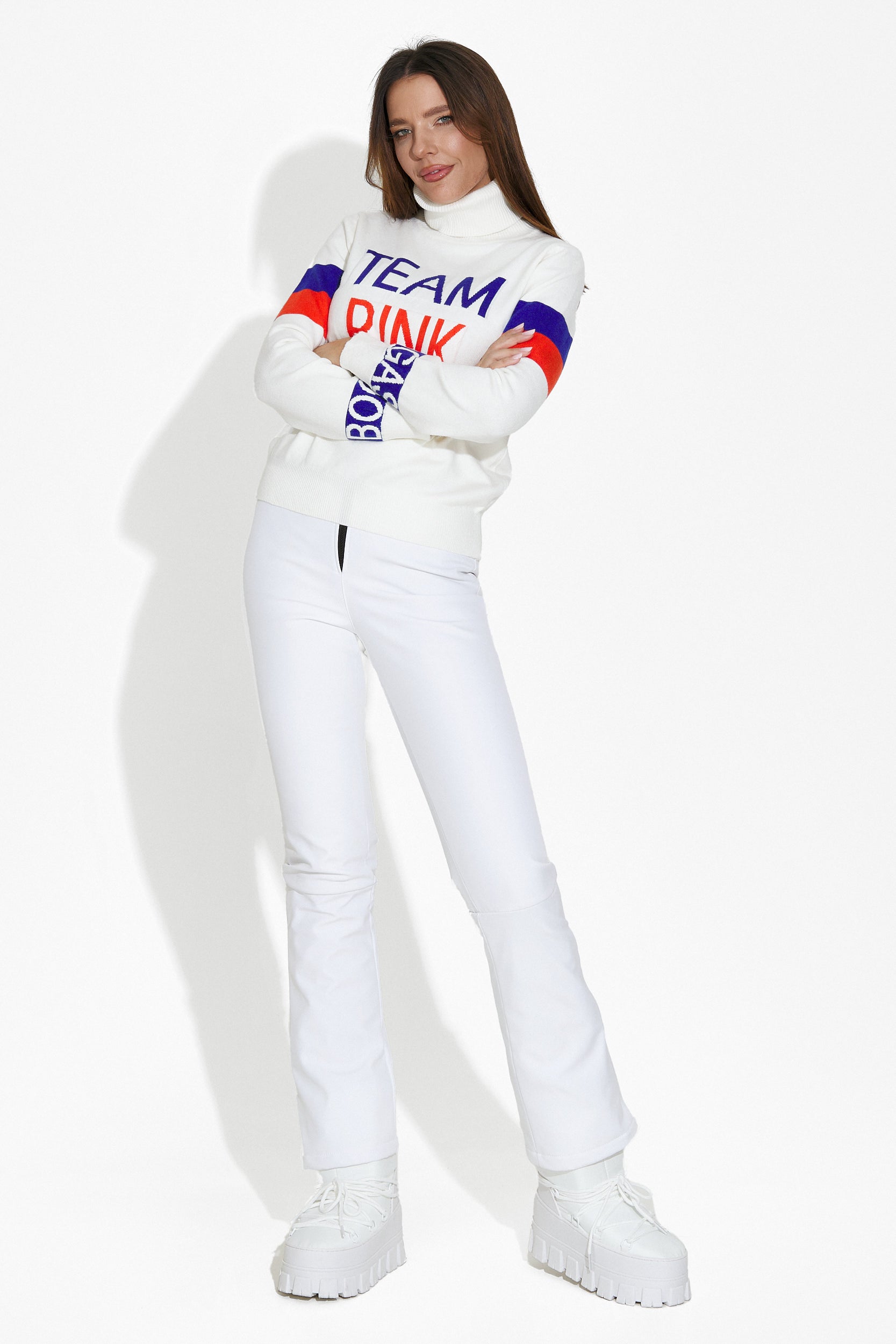 Pulover dama casual alb Geana Bogas