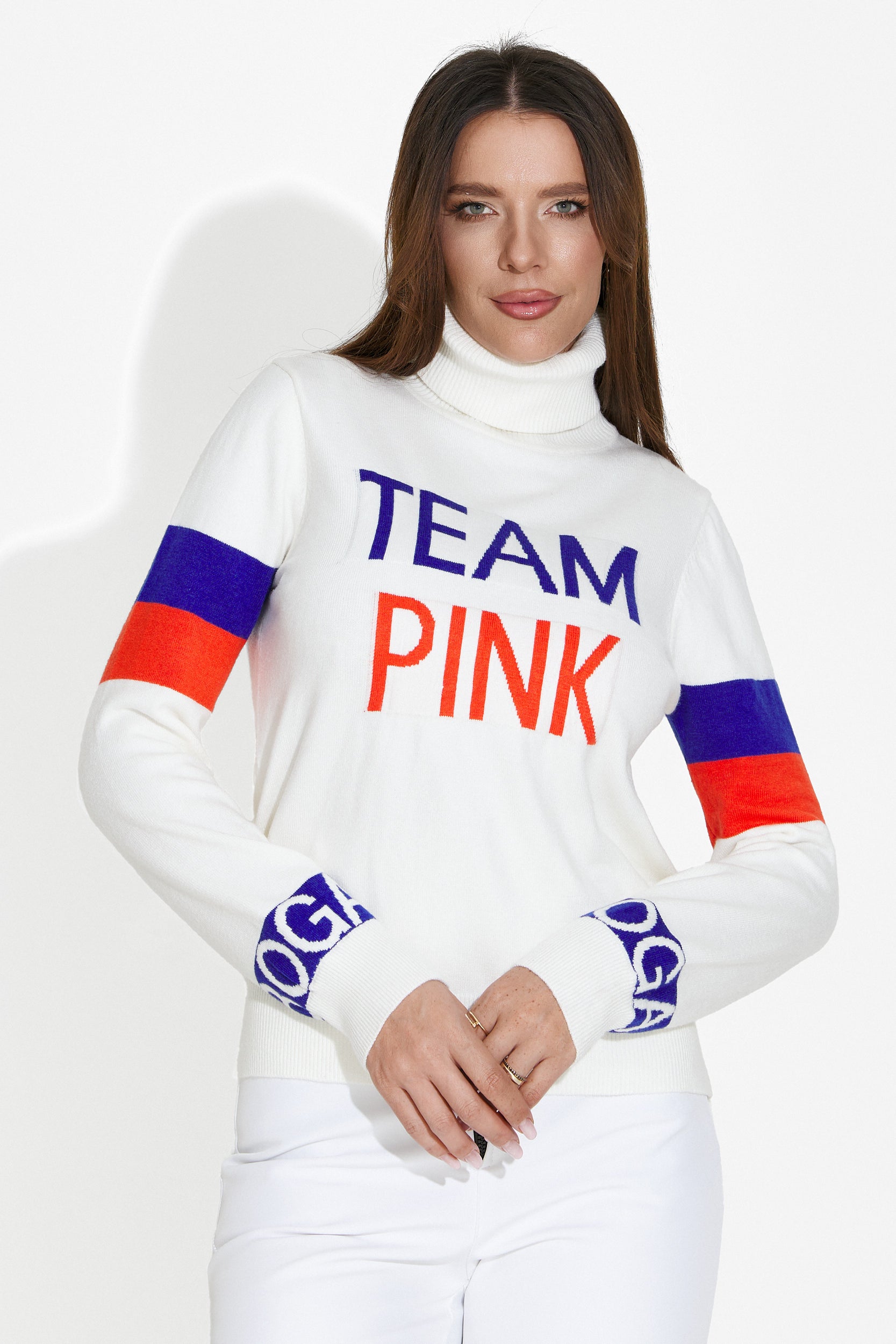 Pulover dama casual alb Geana Bogas