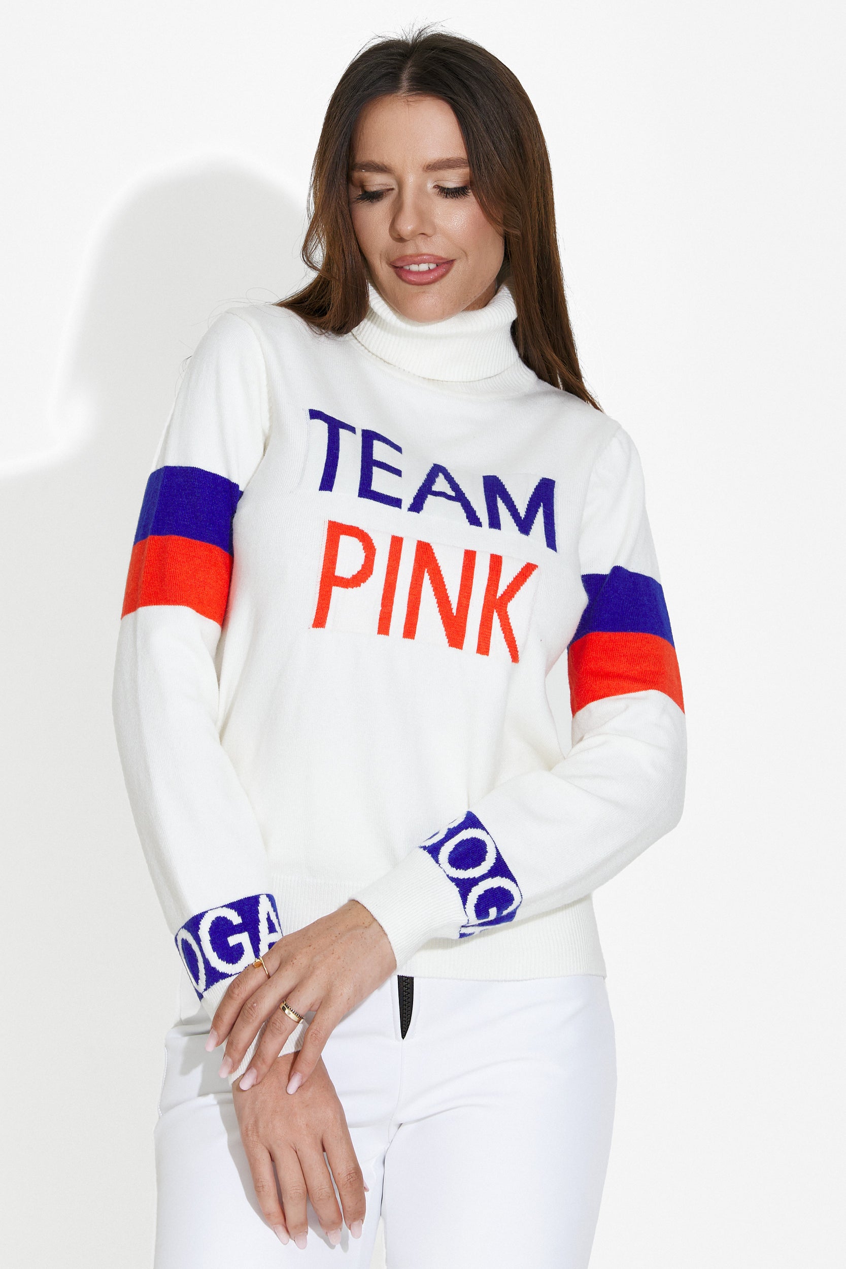 Pulover dama casual alb Geana Bogas