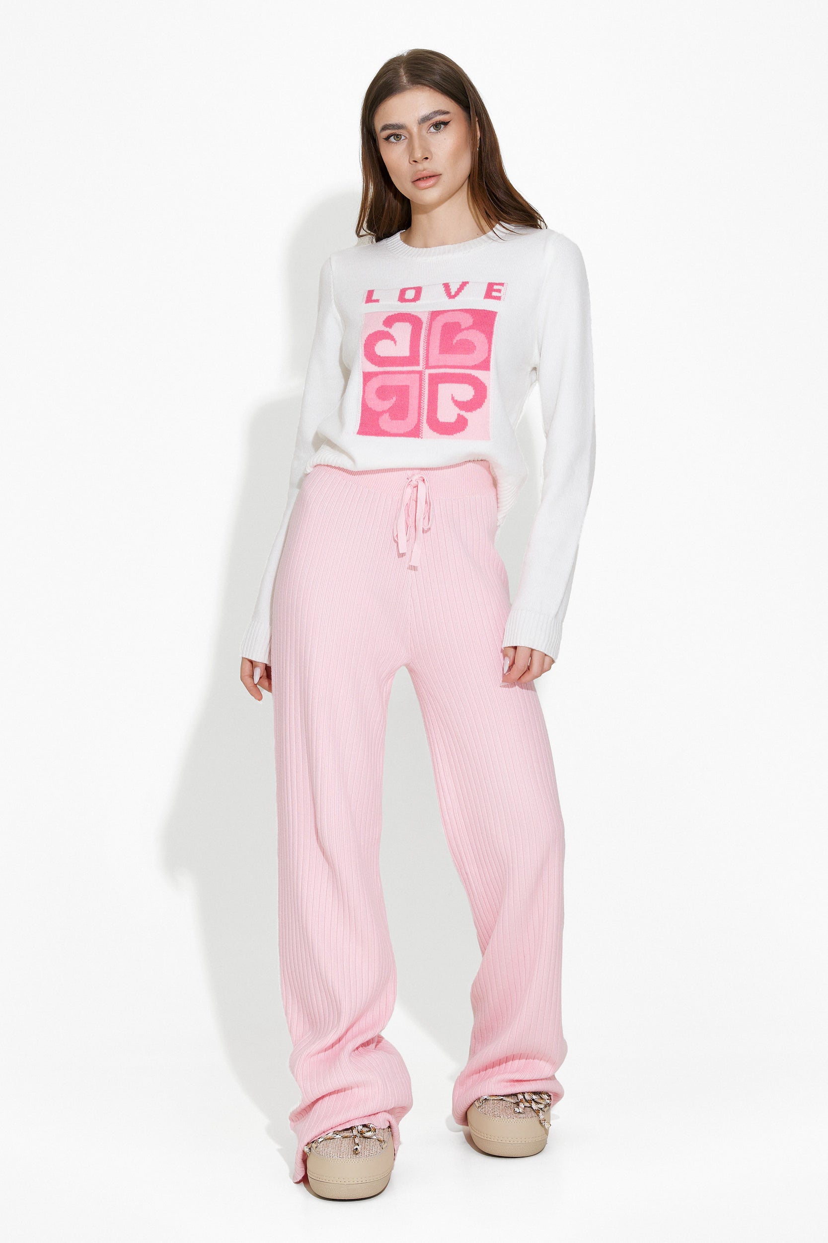 Pulover dama casual alb Vidala Bogas