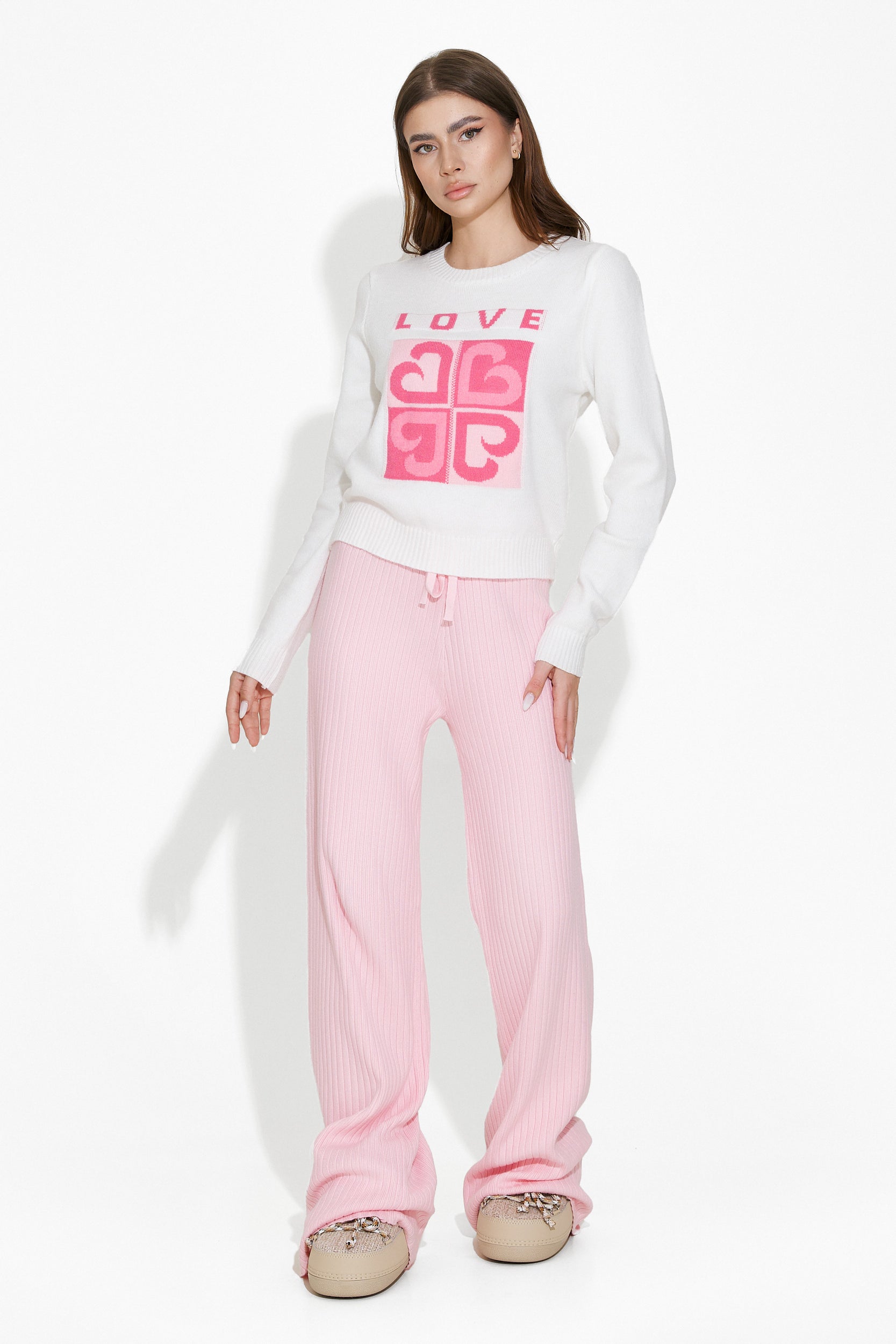 Pulover dama casual alb Vidala Bogas