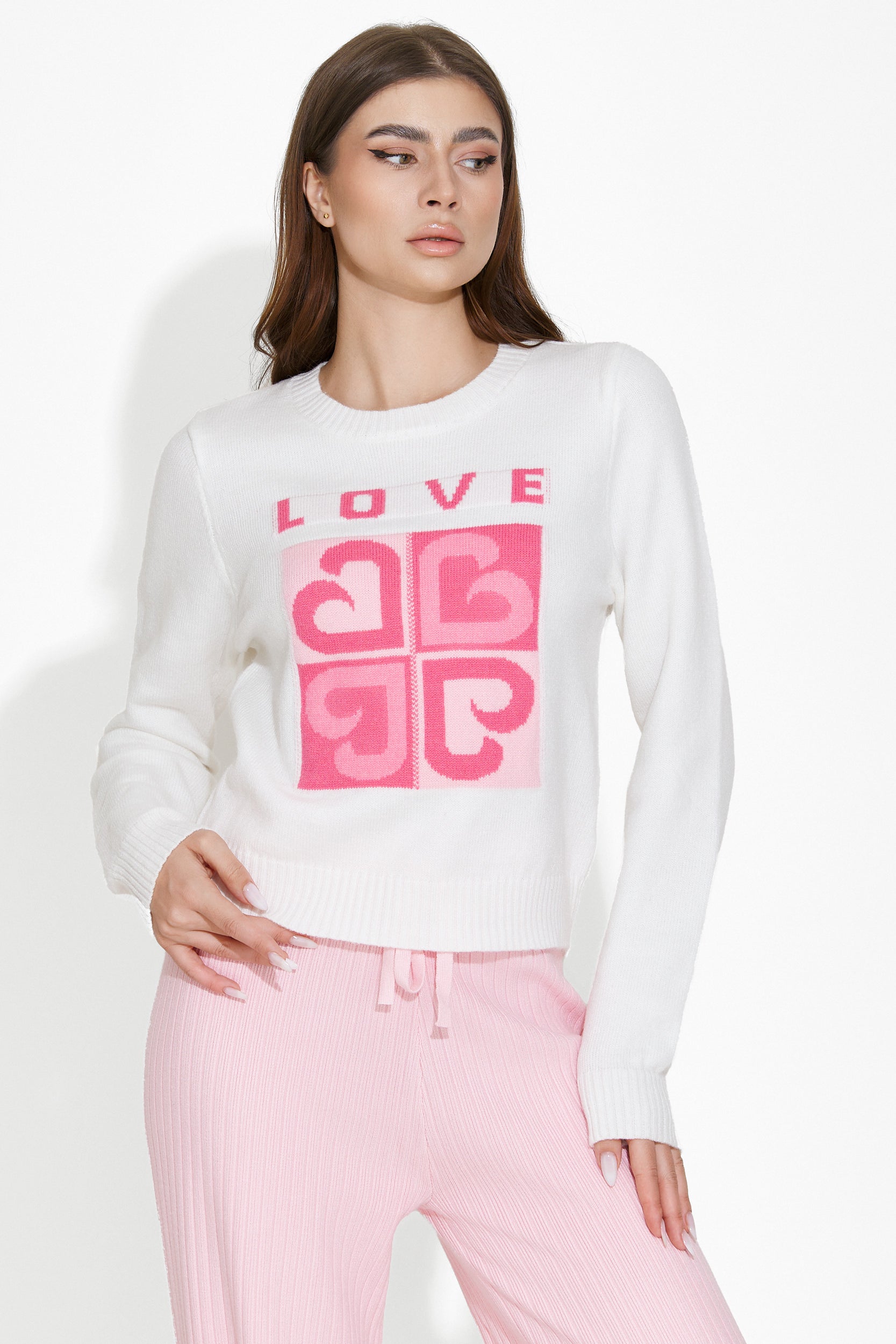 Pulover dama casual alb Vidala Bogas