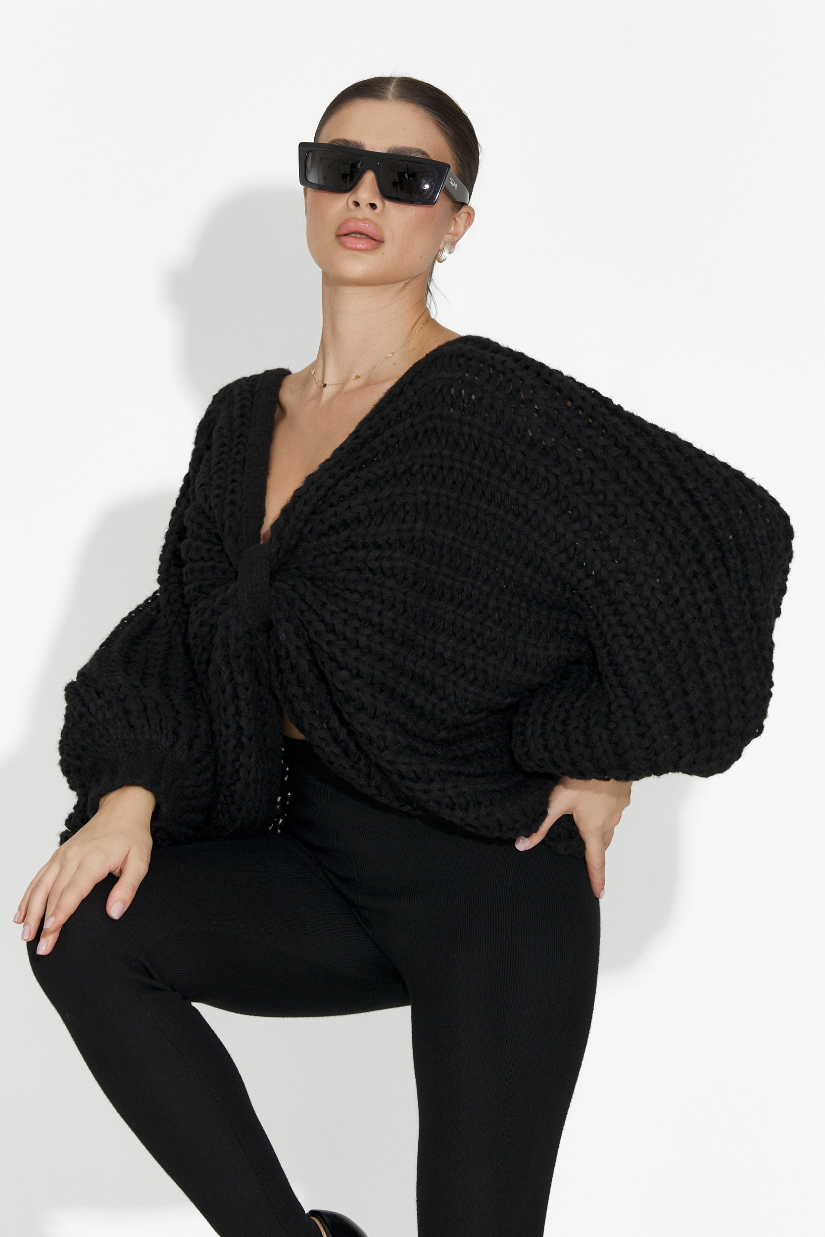 Pulover dama casual negru Raviana Bogas