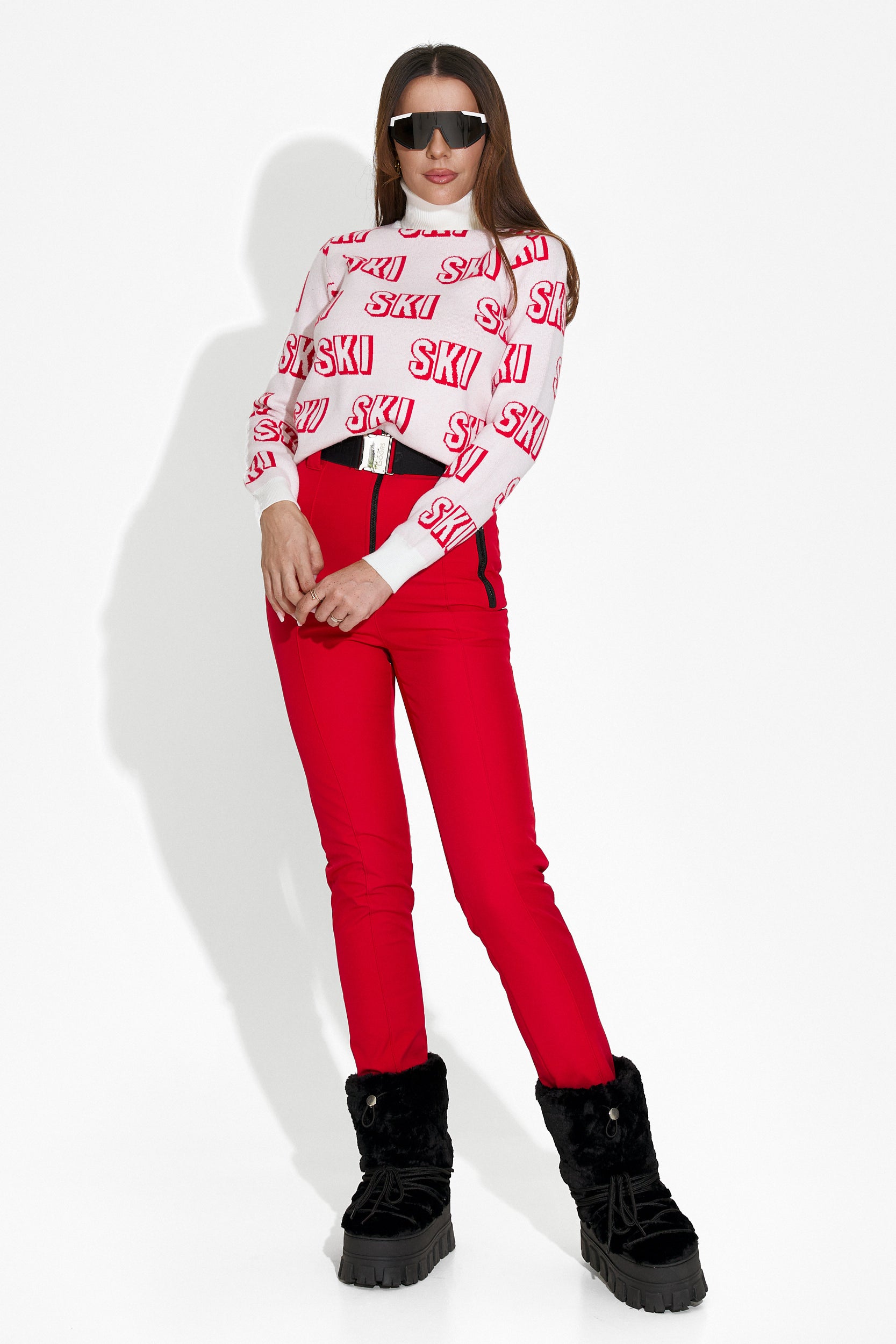 Pulover ski dama alb Caresia Bogas